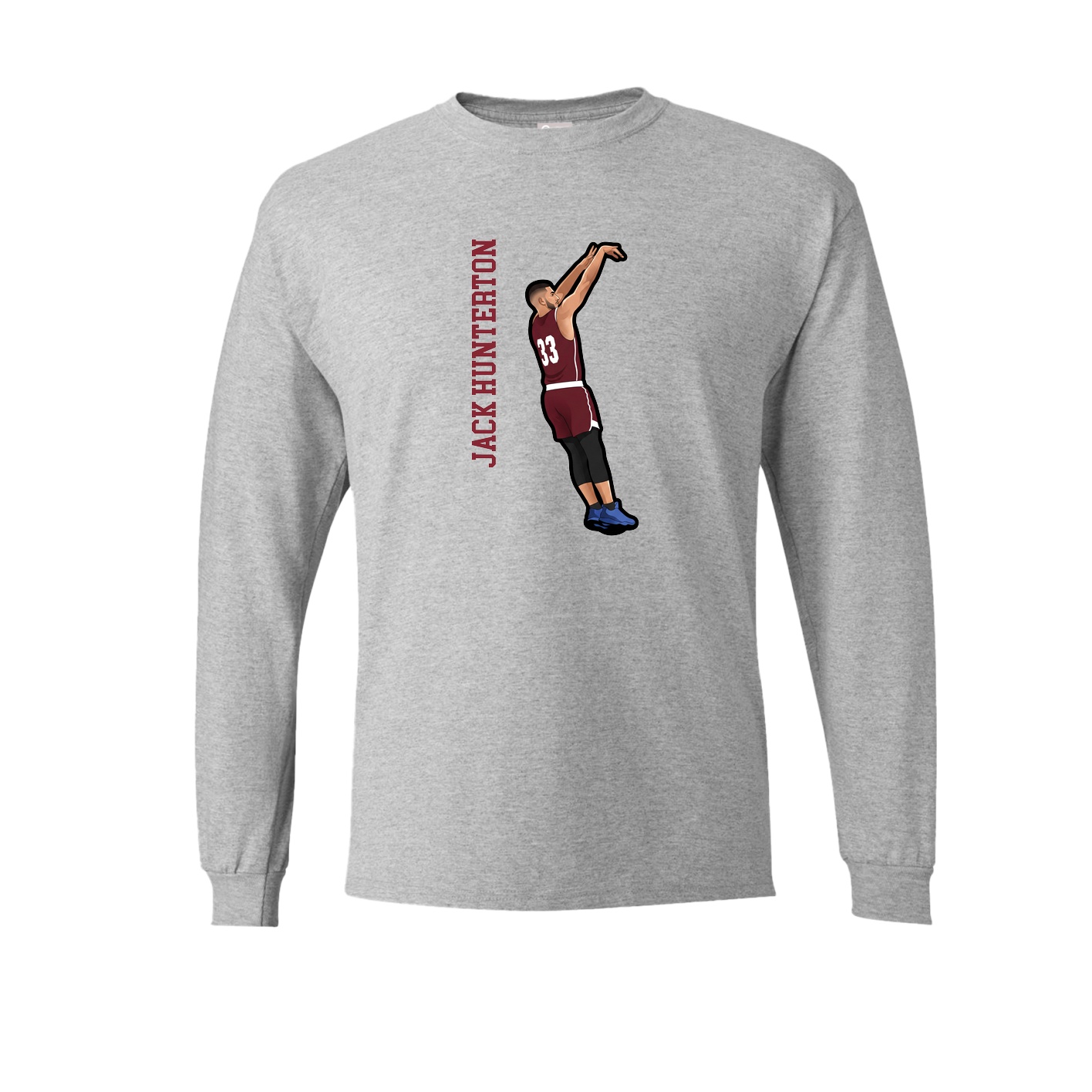 Long Sleeve Tee — Name Vertical in Grey