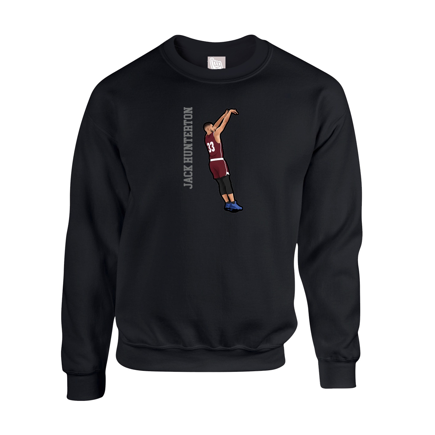 Fleece Crew — Name Vertical in Black
