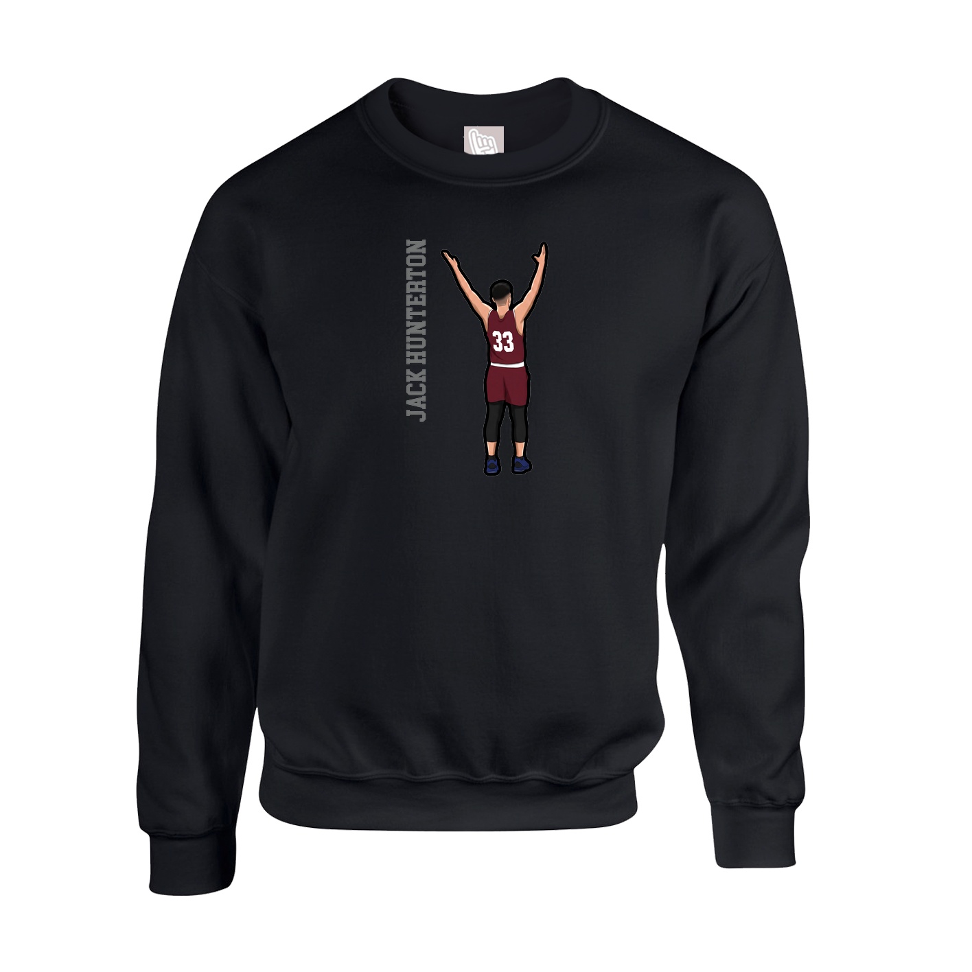 Fleece Crew — Name Vertical in Black