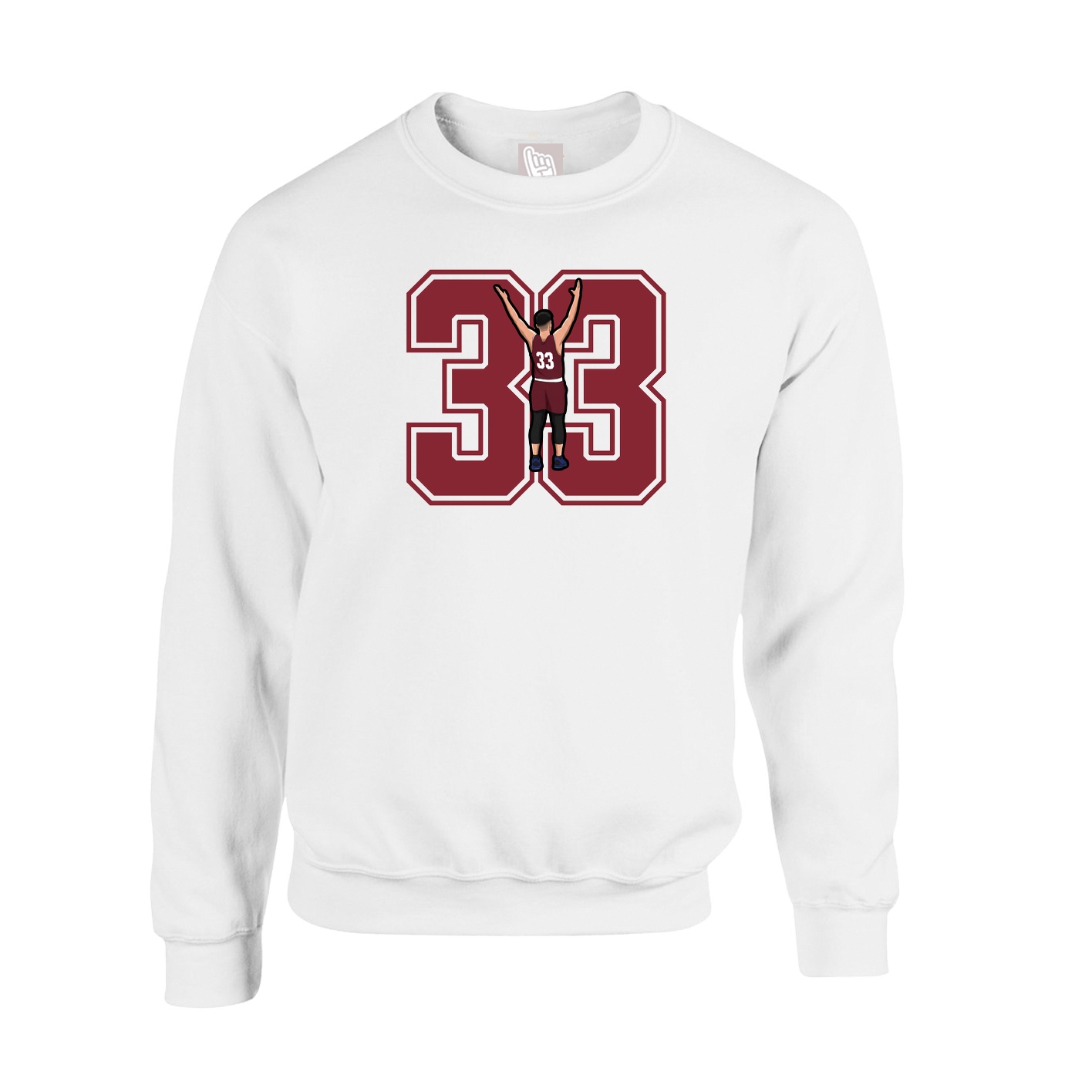 Fleece Crew — Number in White