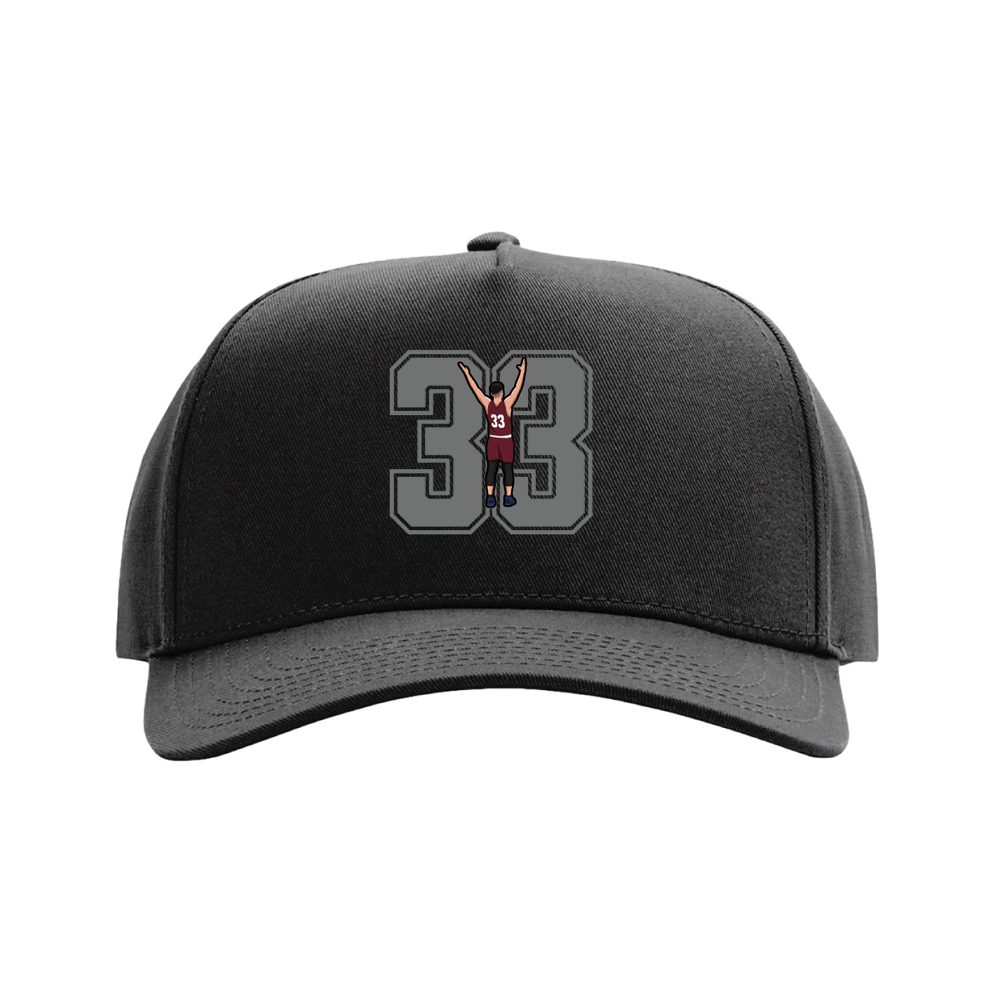 Full Fabric Five-Panel Champ Cap — Number in Black
