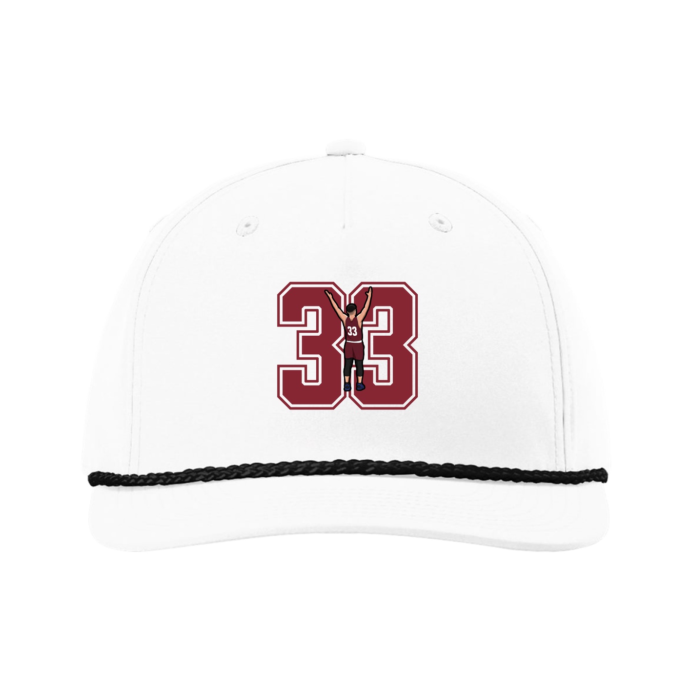 Five-Panel Classic Rope Cap — Number in White