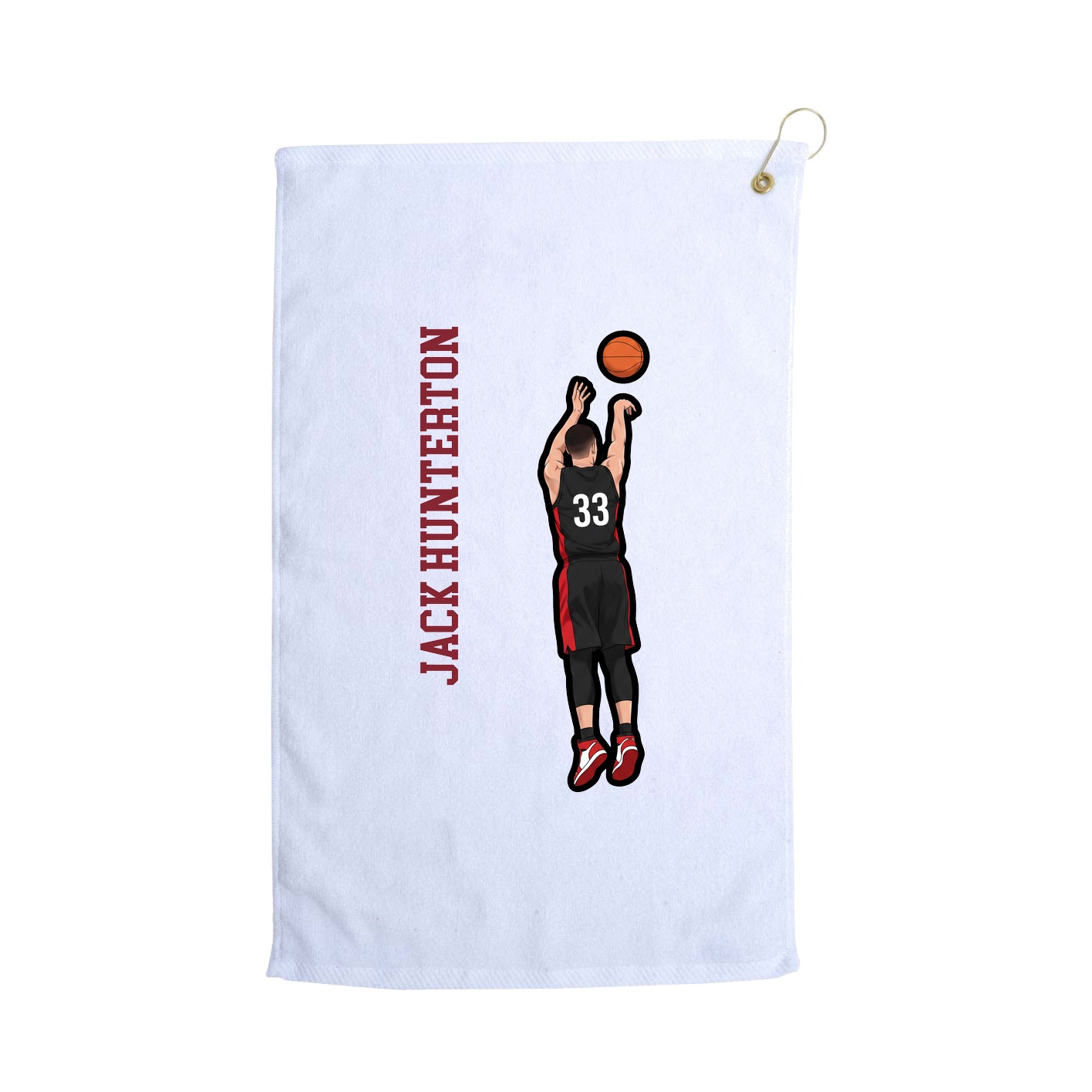 Golf Towel — Name Vertical in White