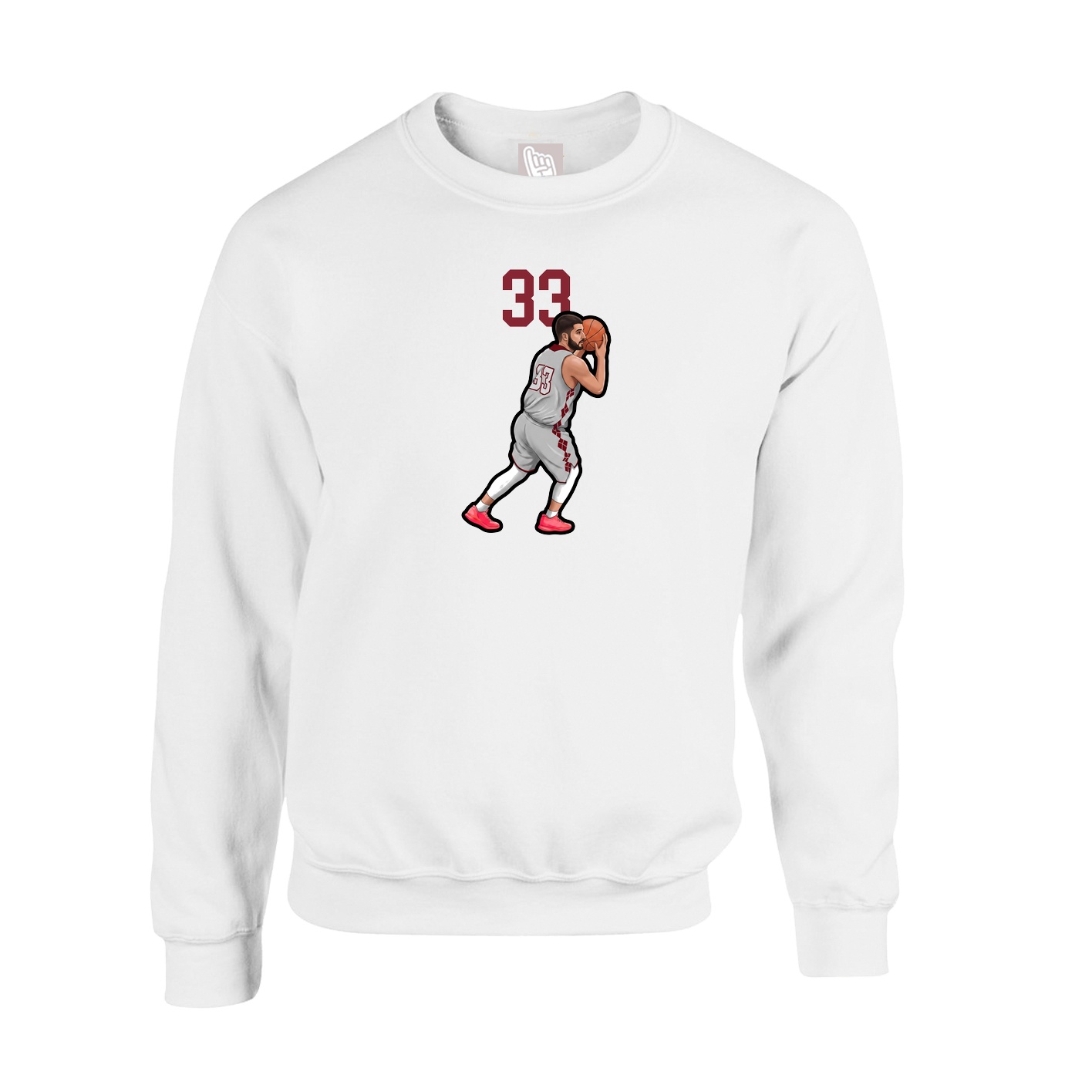 Fleece Crew — Number Top in White