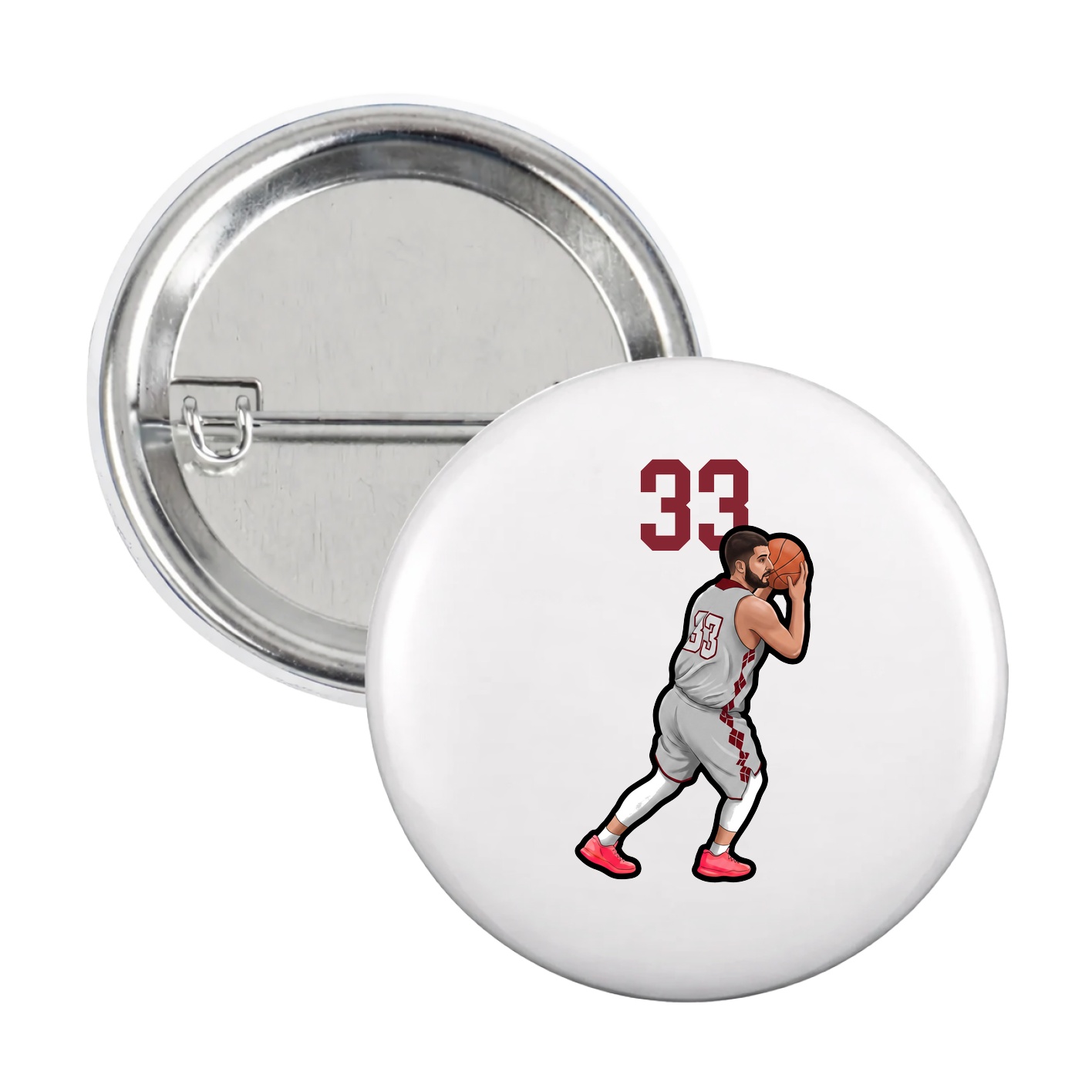 Game Day Button — Number Top in White