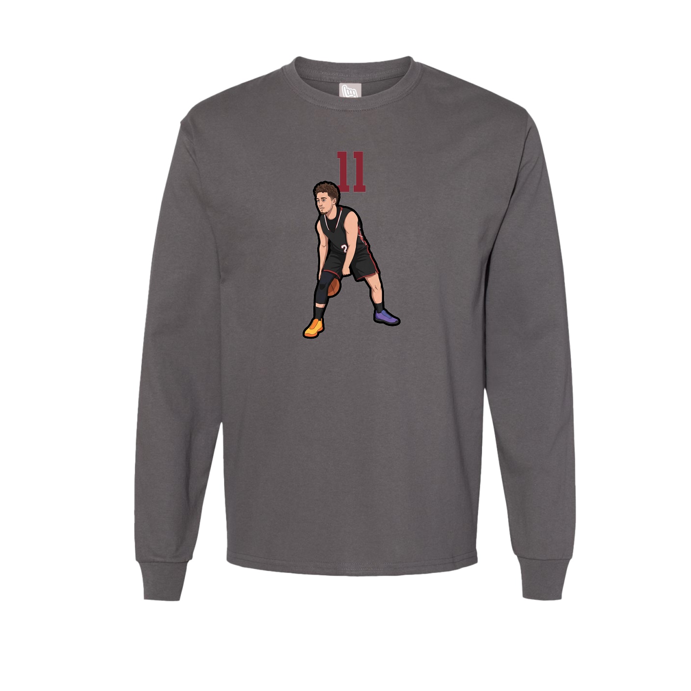 Long Sleeve Tee — Number Top in Grey