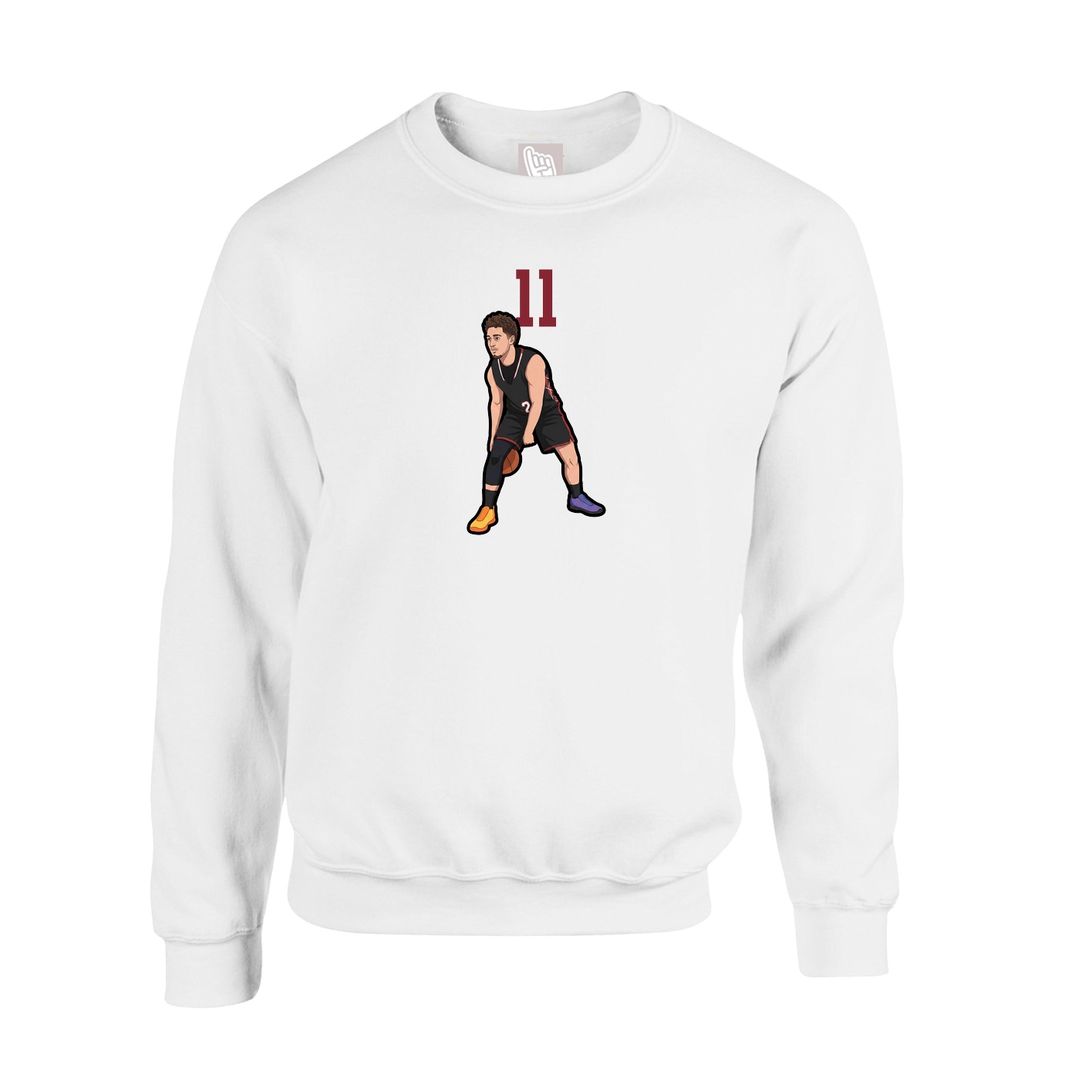 Fleece Crew — Number Top in White