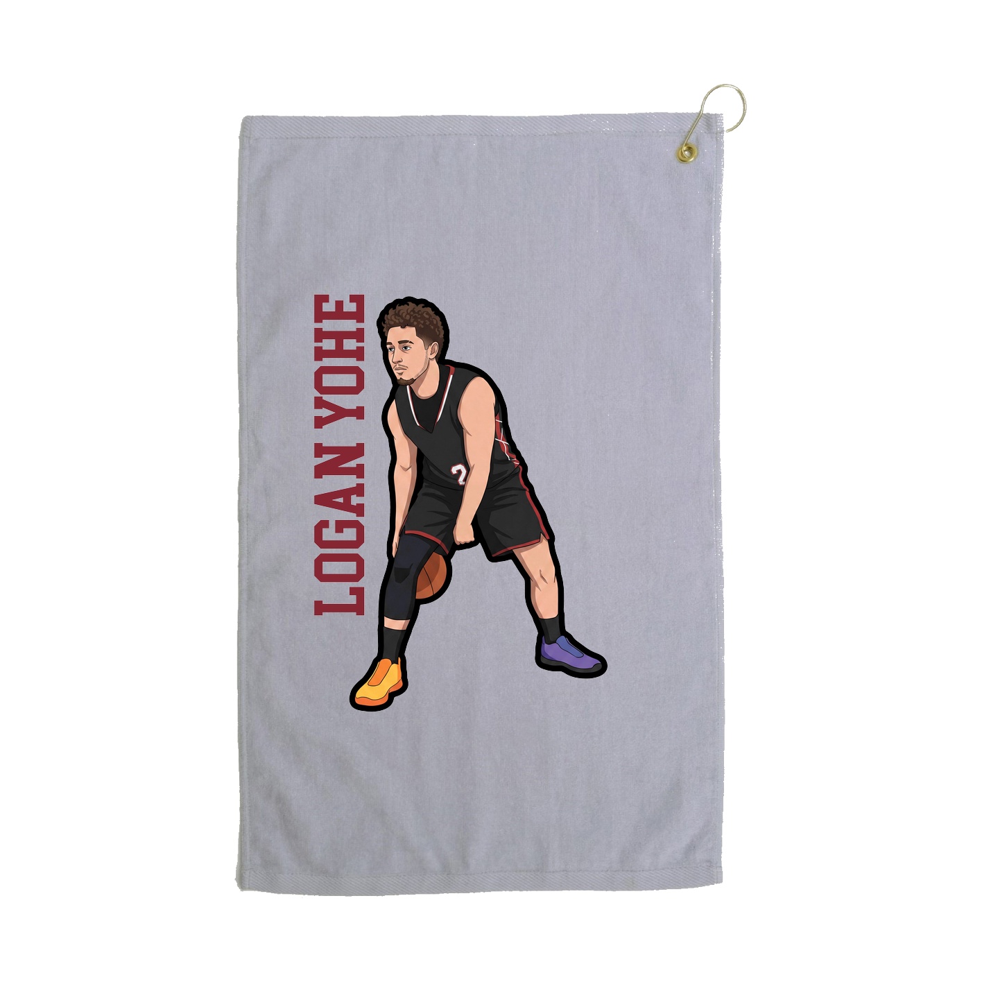 Golf Towel — Name Vertical in Grey