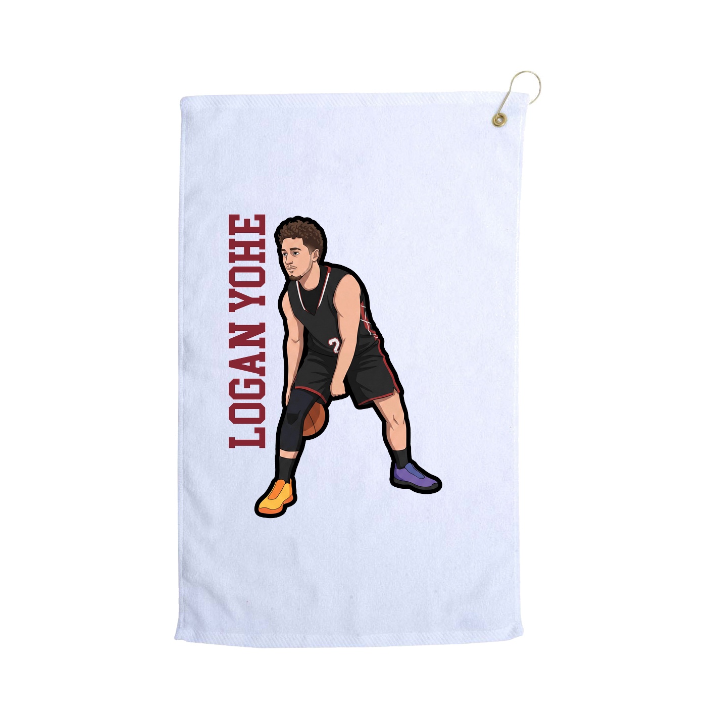 Golf Towel — Name Vertical in White