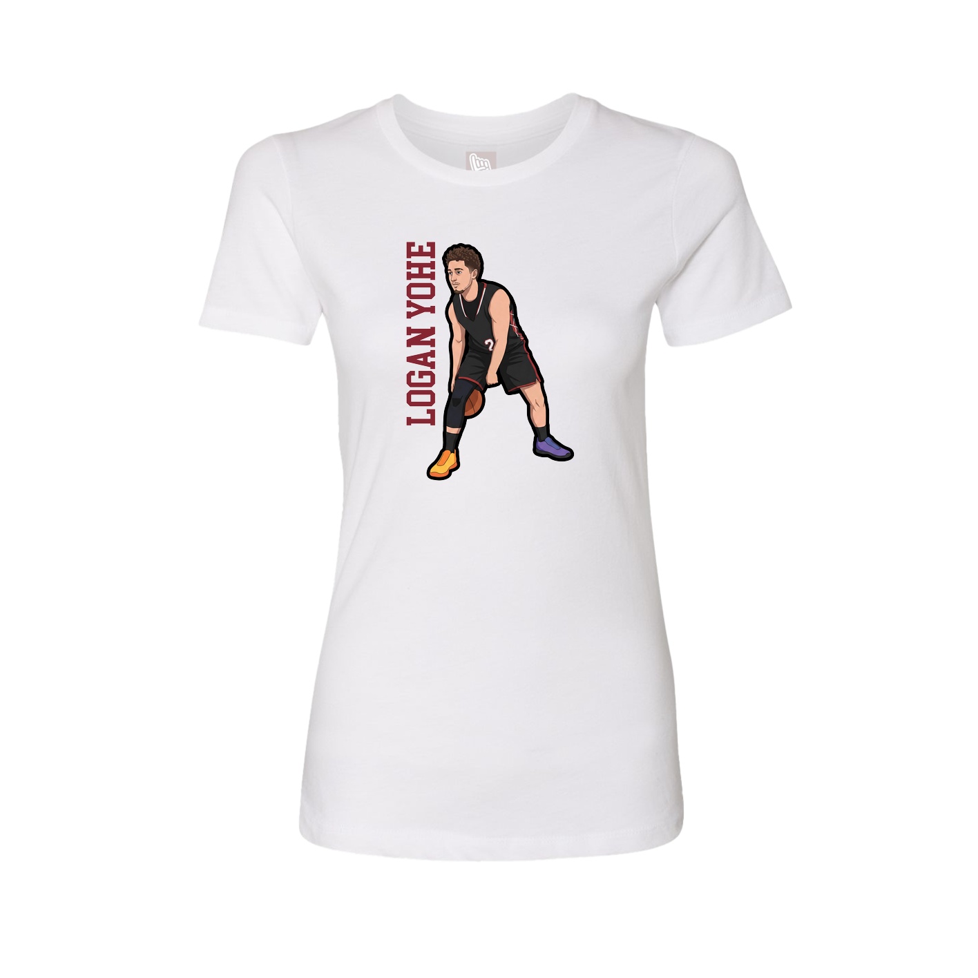 Womens Tee — Name Vertical in White