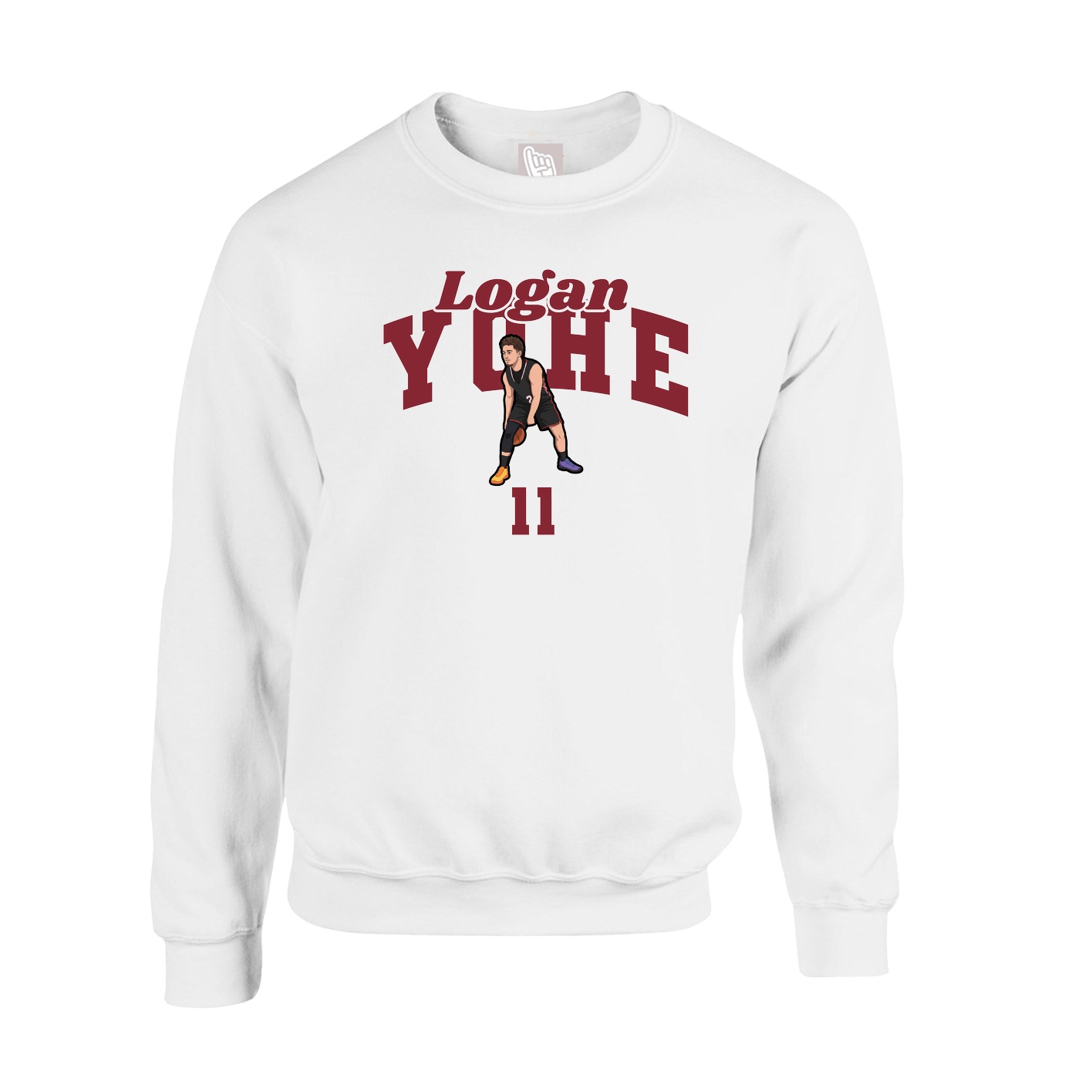 Fleece Crew — Signature Arch in White