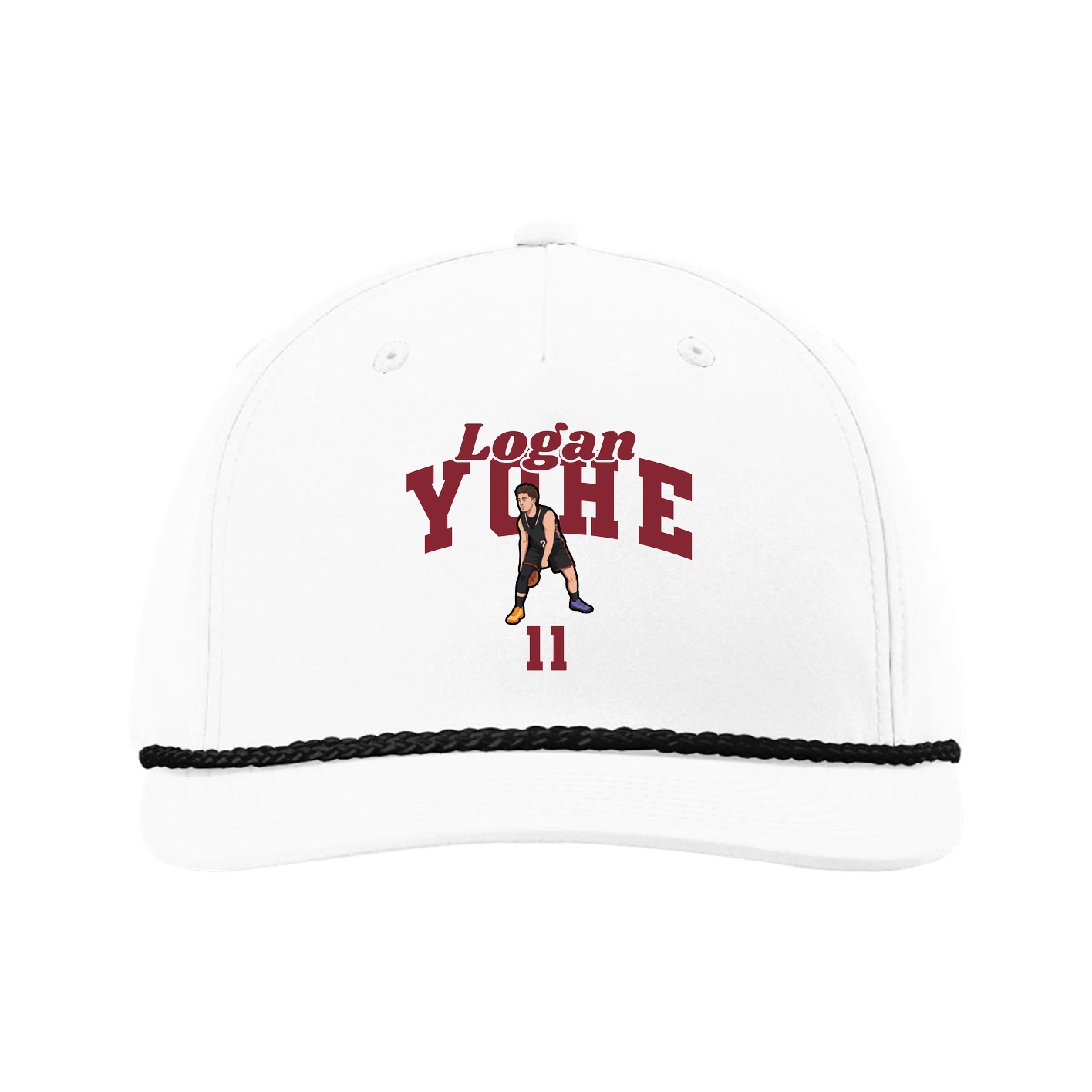 Five-Panel Classic Rope Cap — Signature Arch in White