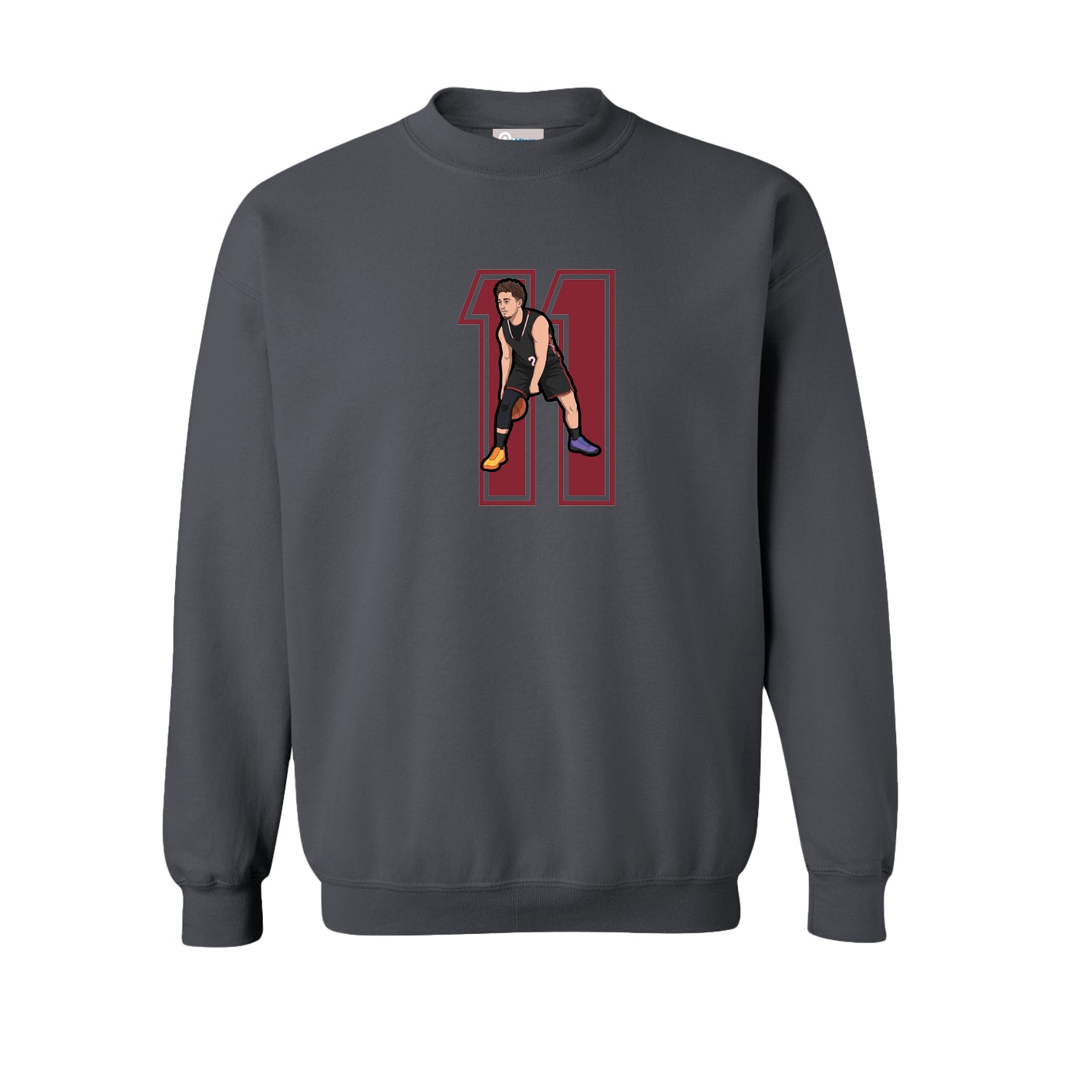 Fleece Crew — Number in Grey