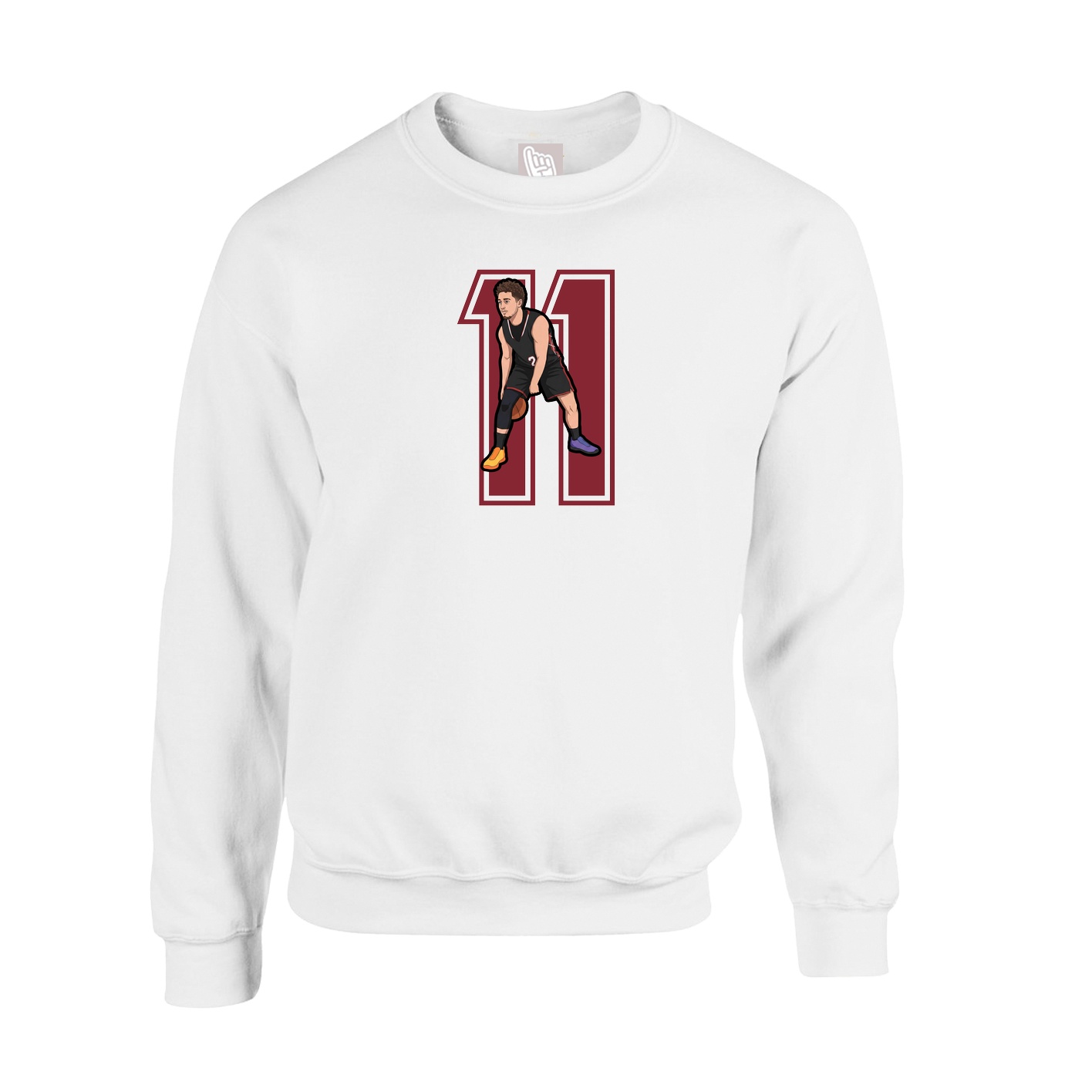 Fleece Crew — Number in White