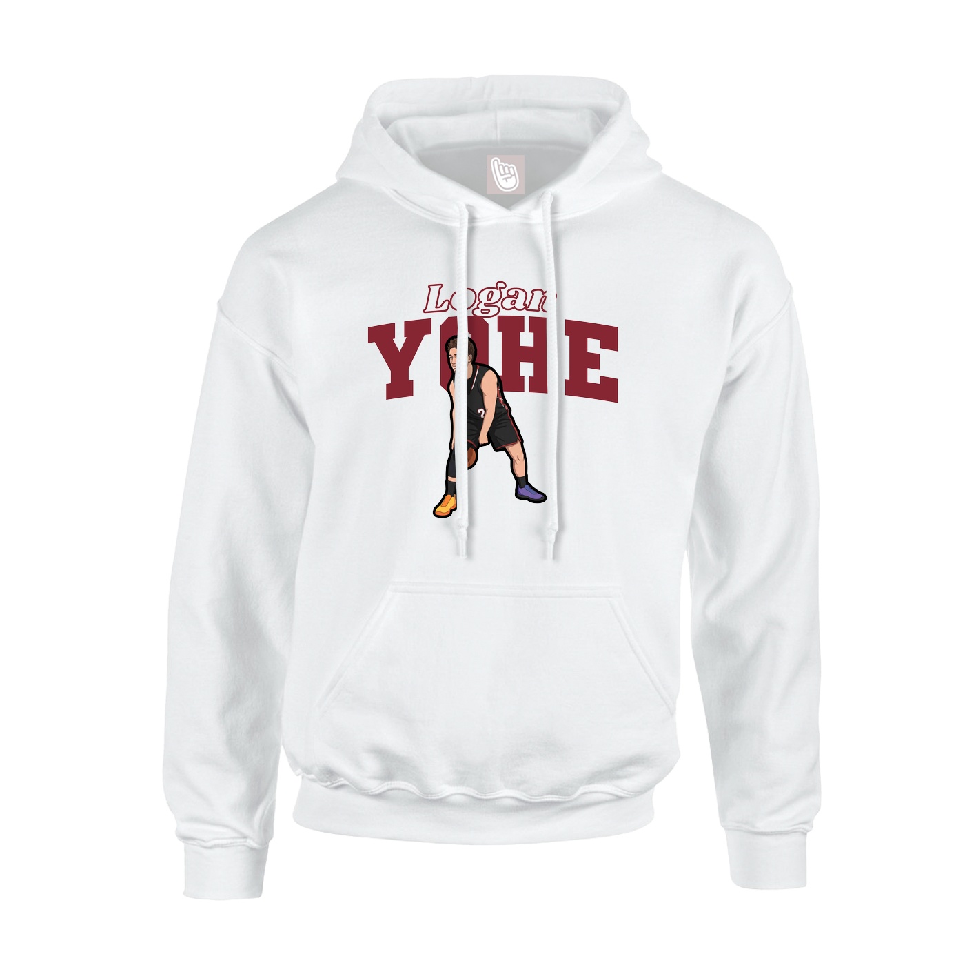 Youth Hoodie — Name Arch in White