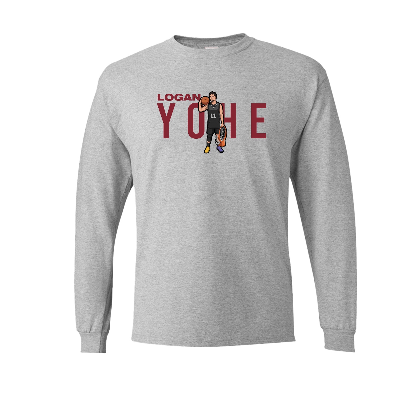 Long Sleeve Tee — Player Name in Grey