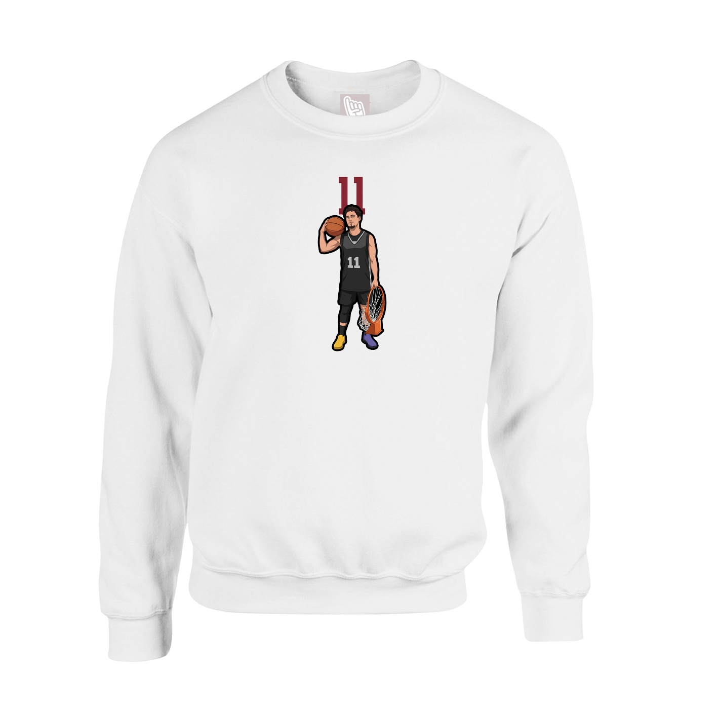 Fleece Crew — Number Top in White