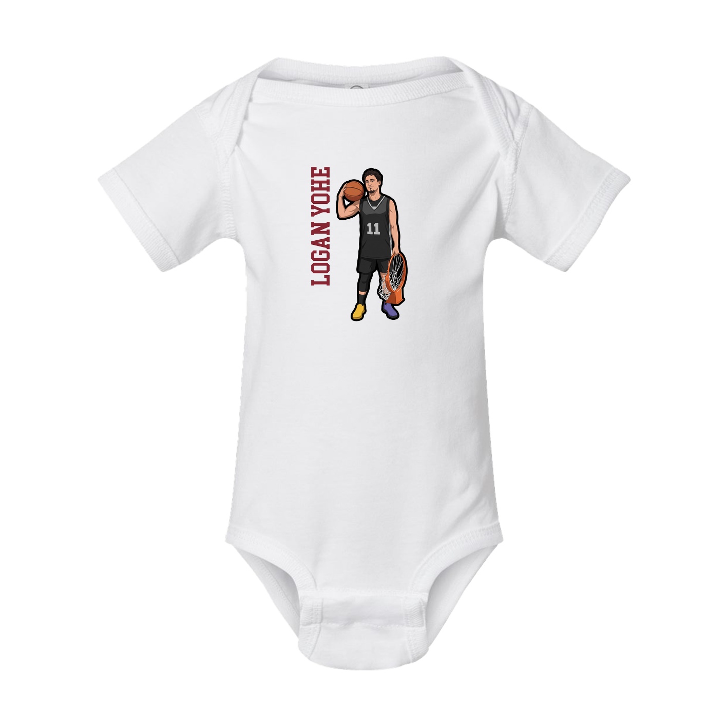 Baby Onesie — Name Vertical in White