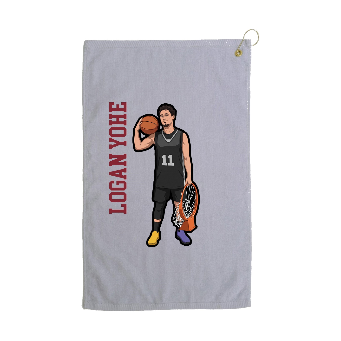 Golf Towel — Name Vertical in Grey