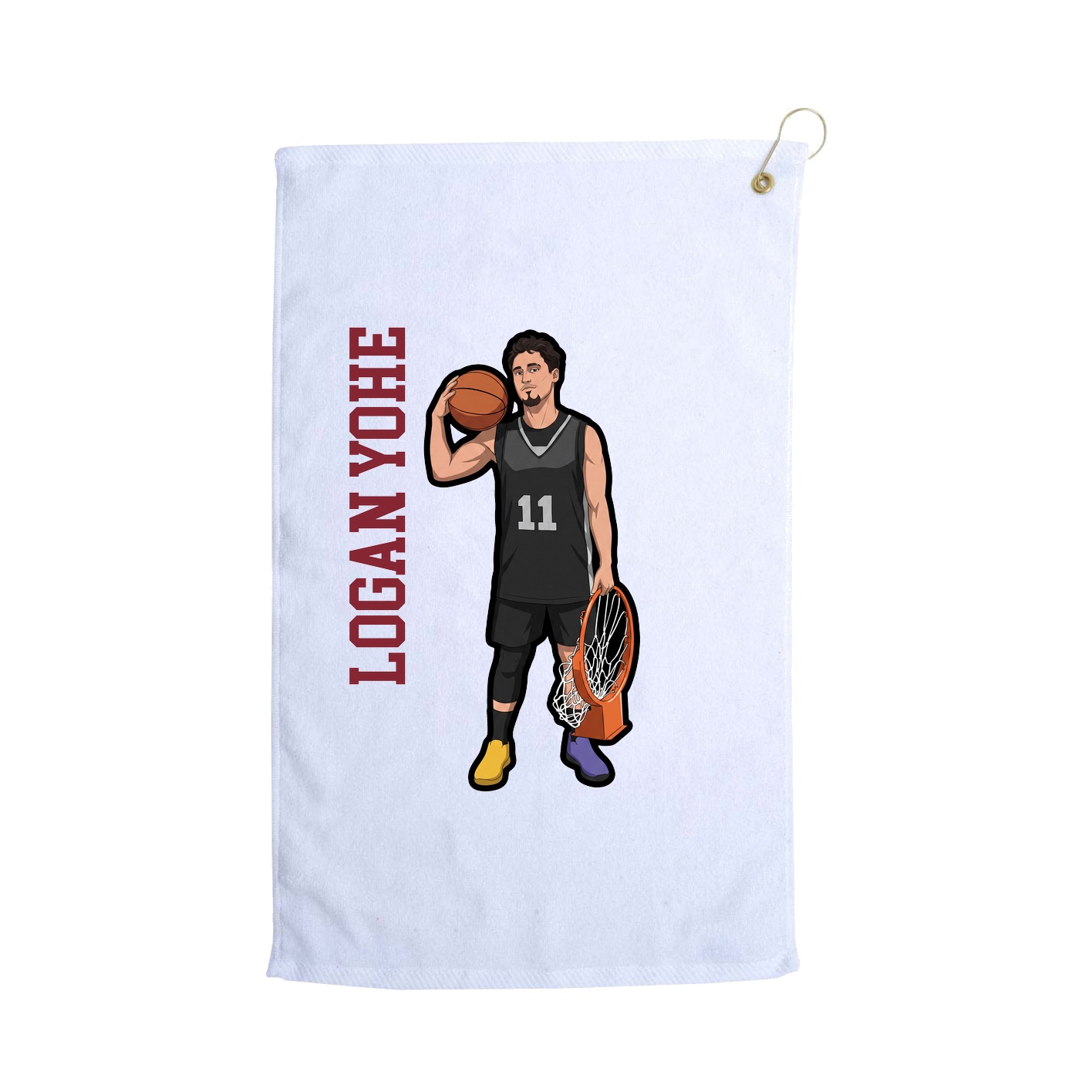 Golf Towel — Name Vertical in White