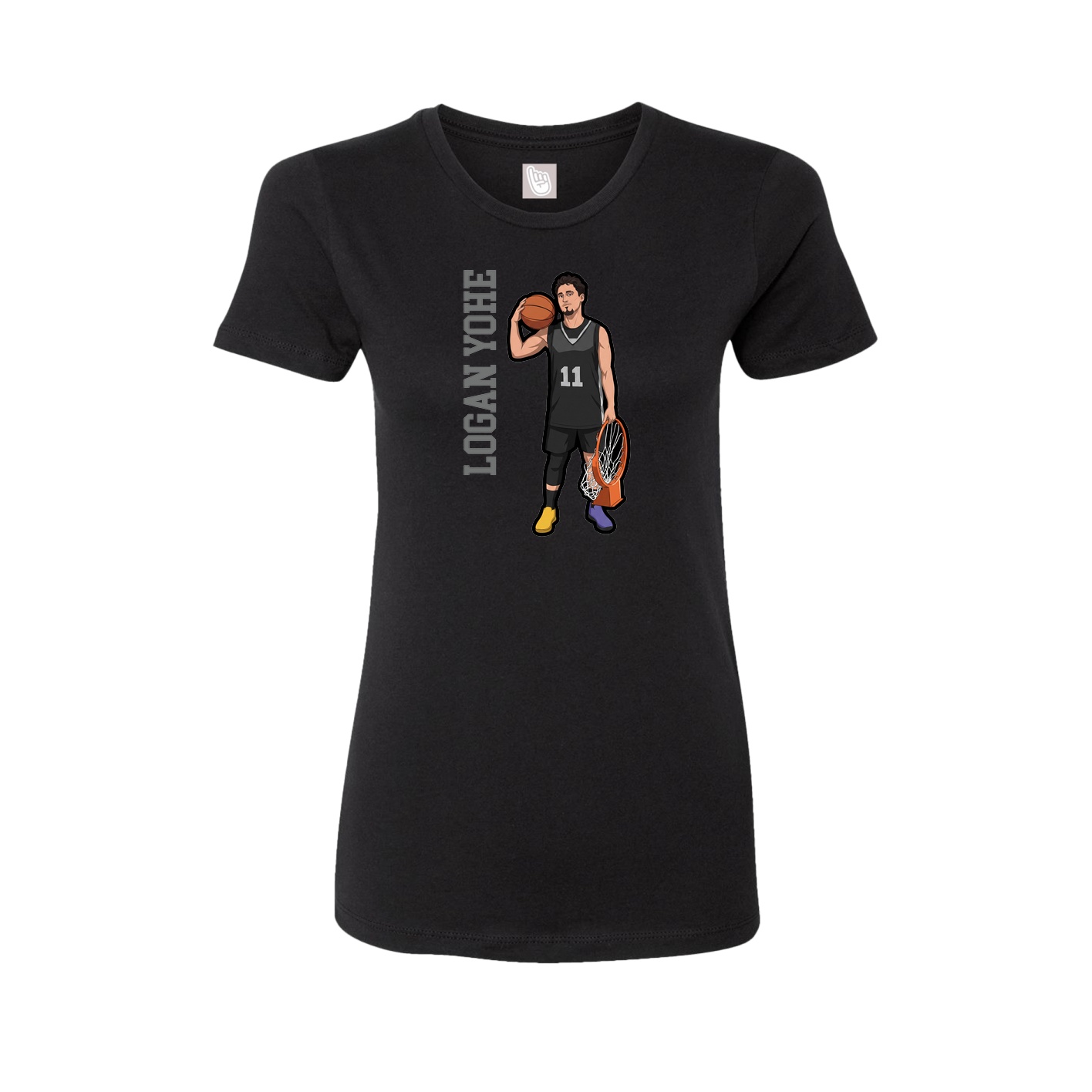 Womens Tee — Name Vertical in Black