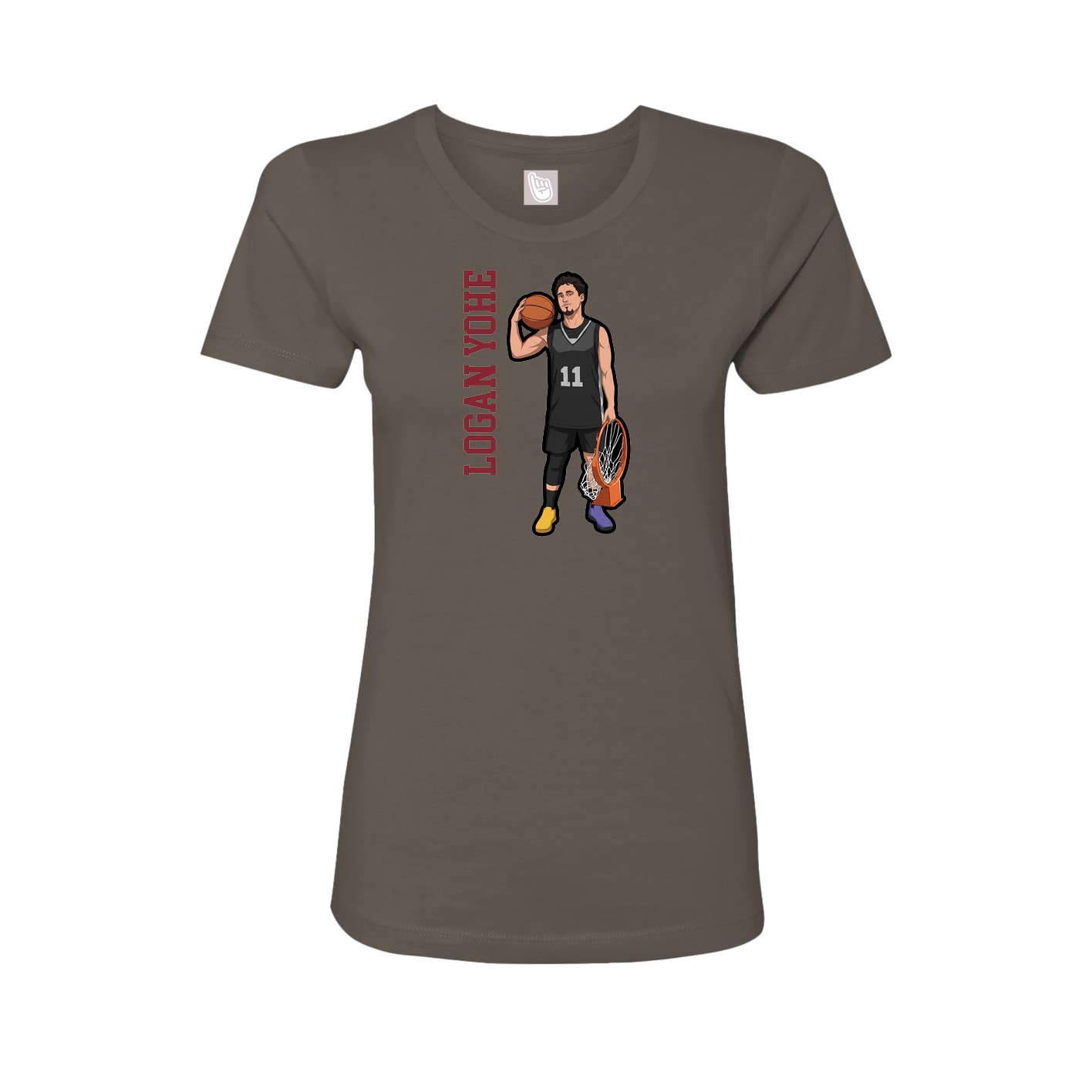 Womens Tee — Name Vertical in Grey
