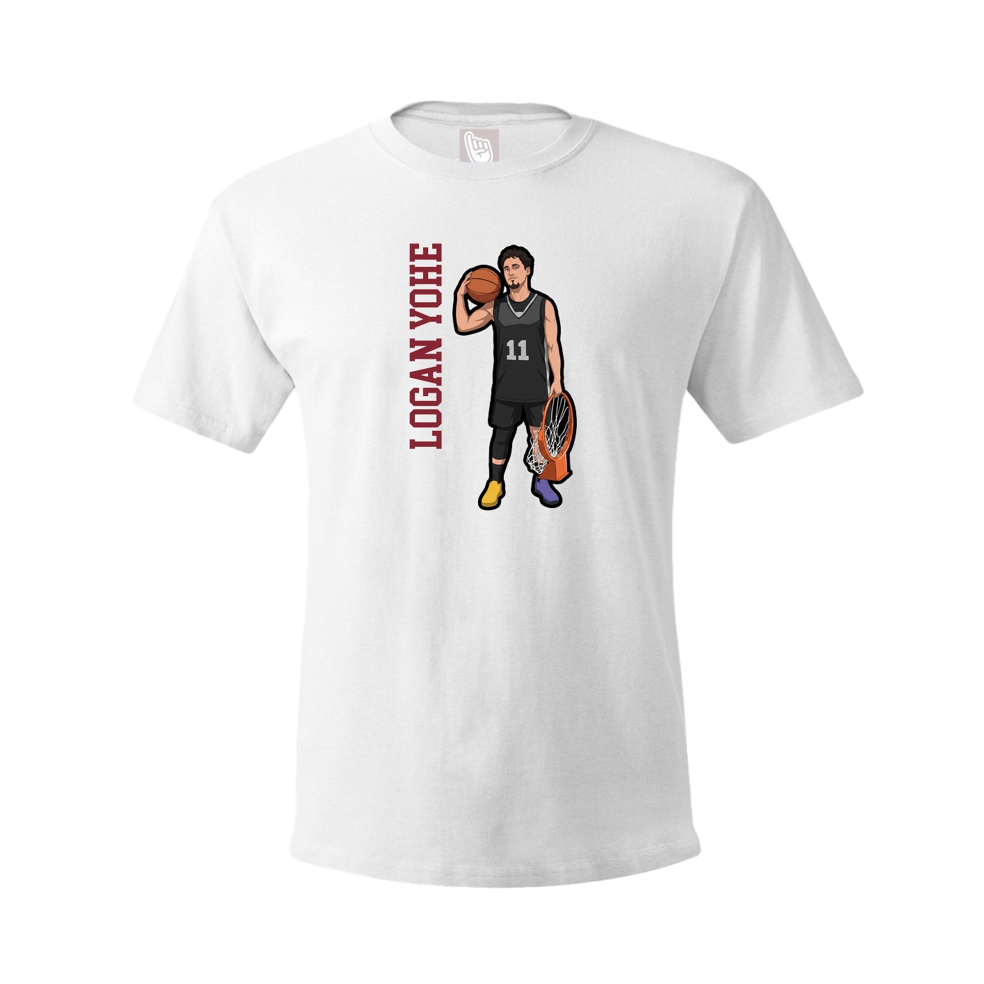 Youth Tee — Name Vertical in White