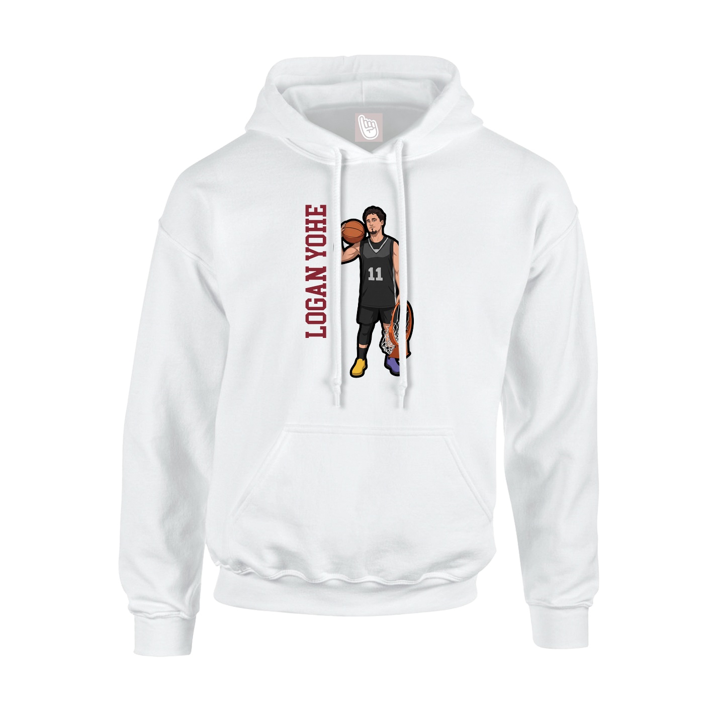 Youth Hoodie — Name Vertical in White