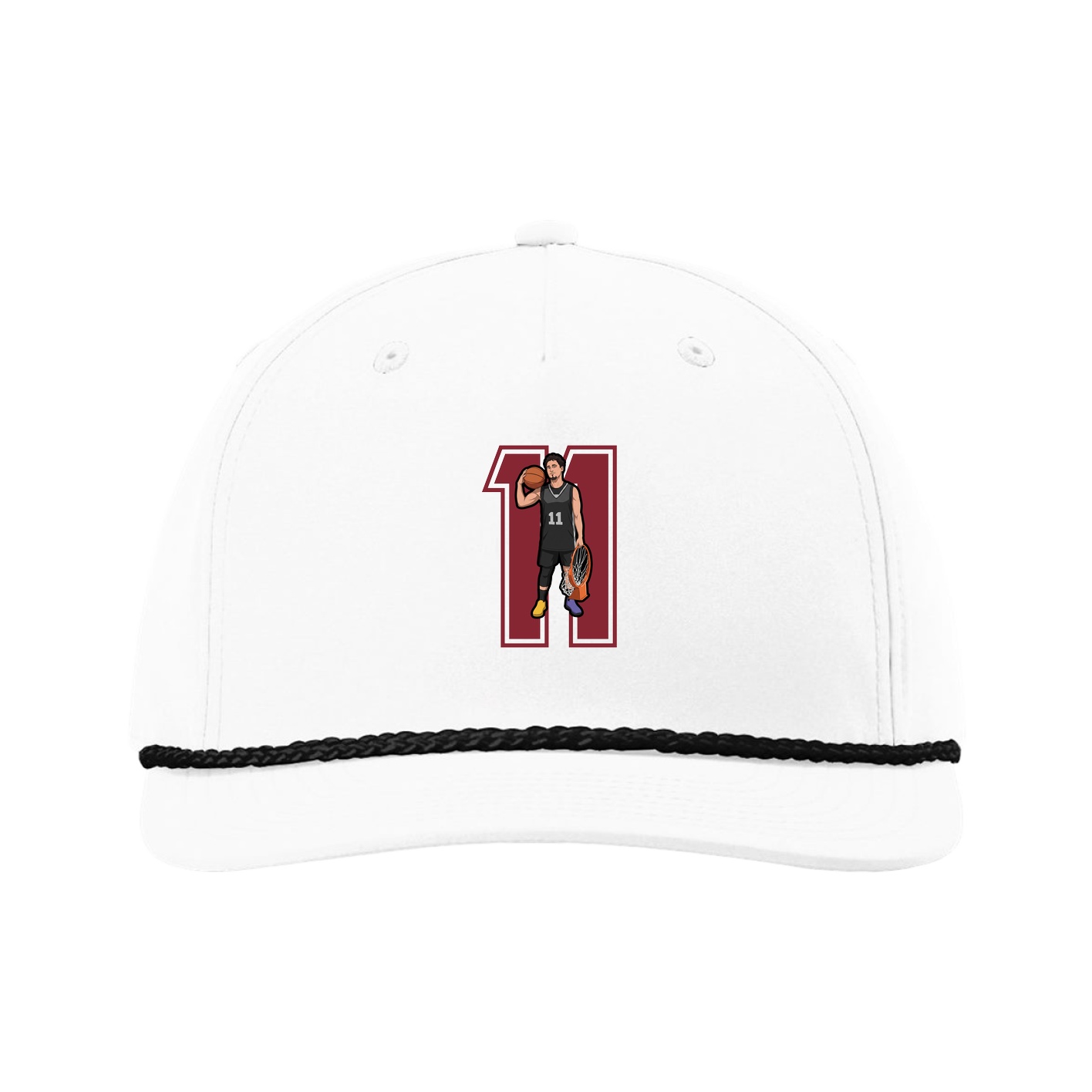 Five-Panel Classic Rope Cap — Number in White