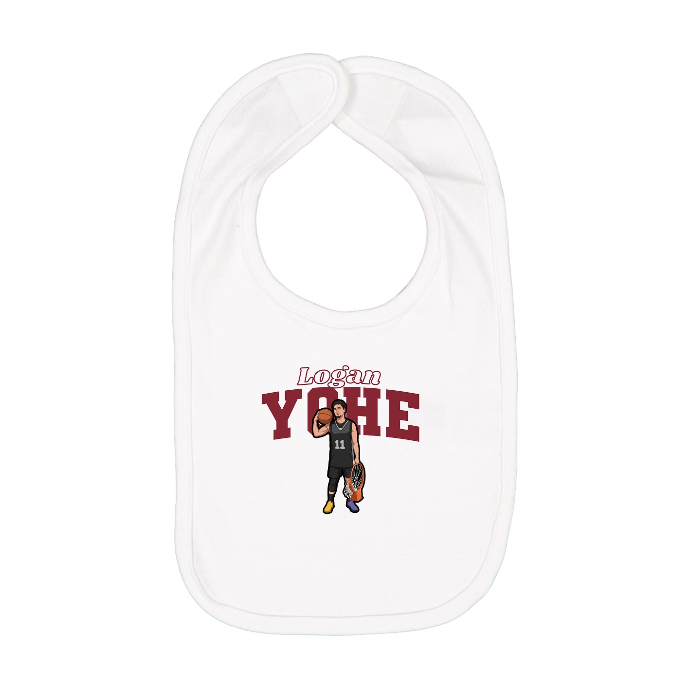Infant Bib — Name Arch in White