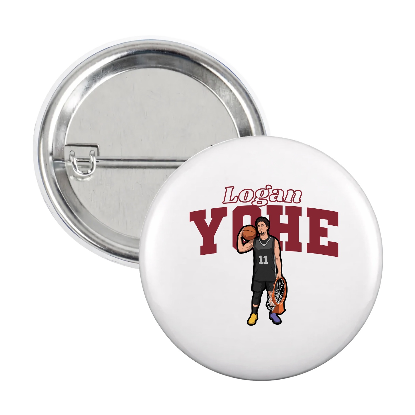 Game Day Button — Name Arch in White