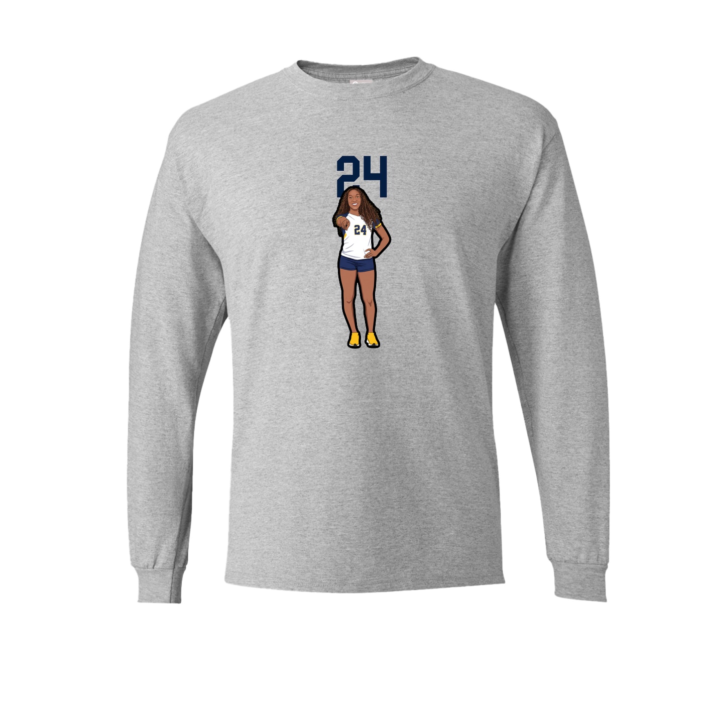 Long Sleeve Tee — Number Top in Grey