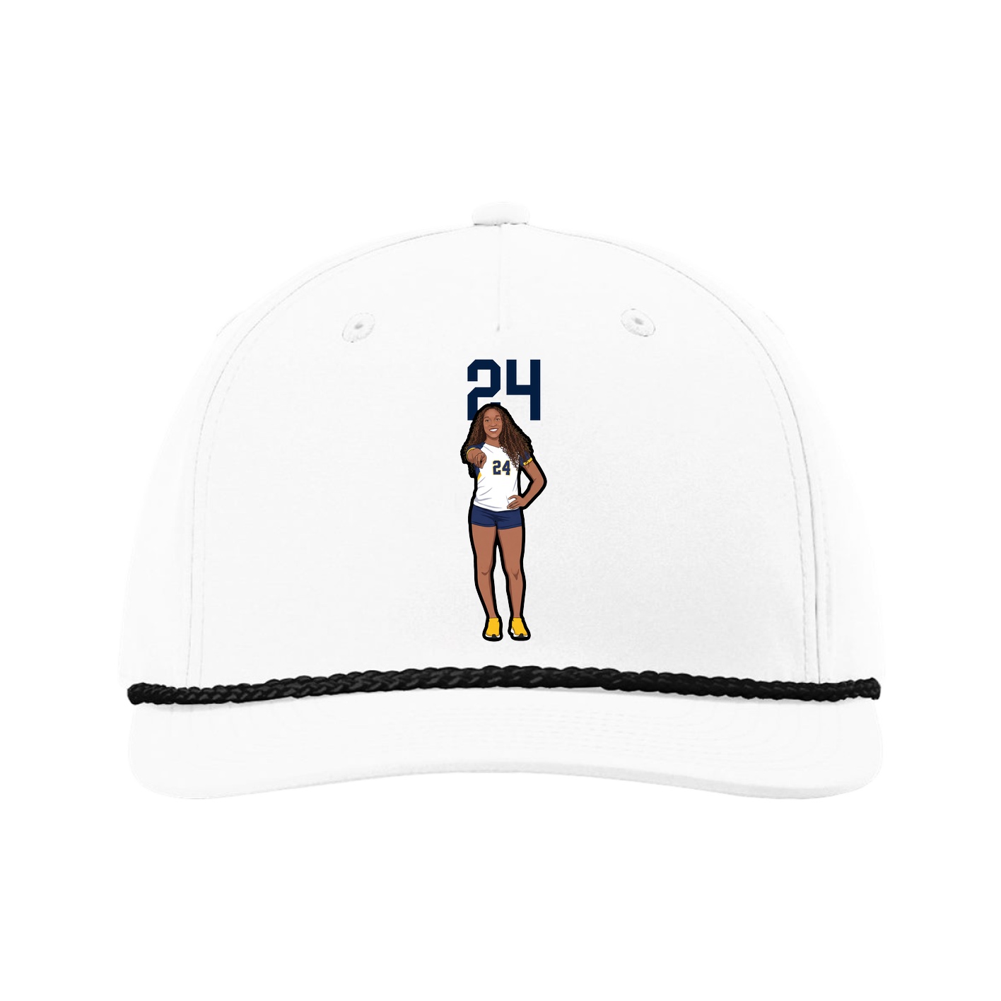 Five-Panel Classic Rope Cap — Number Top in White