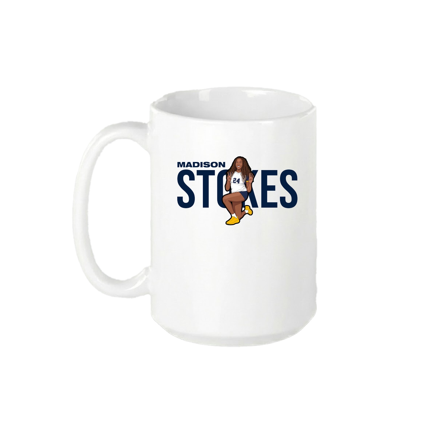 15oz Coffee Mug — Player Name in White