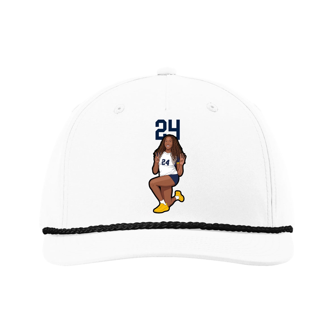 Five-Panel Classic Rope Cap — Number Top in White