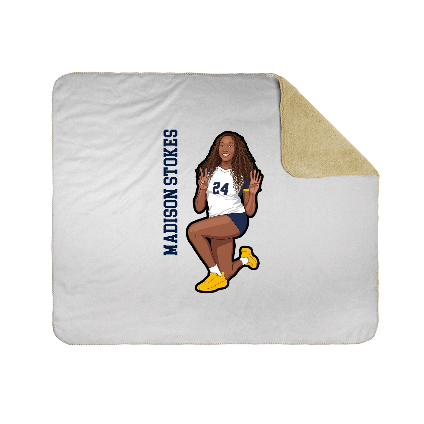 Throw Blanket — Name Vertical in White