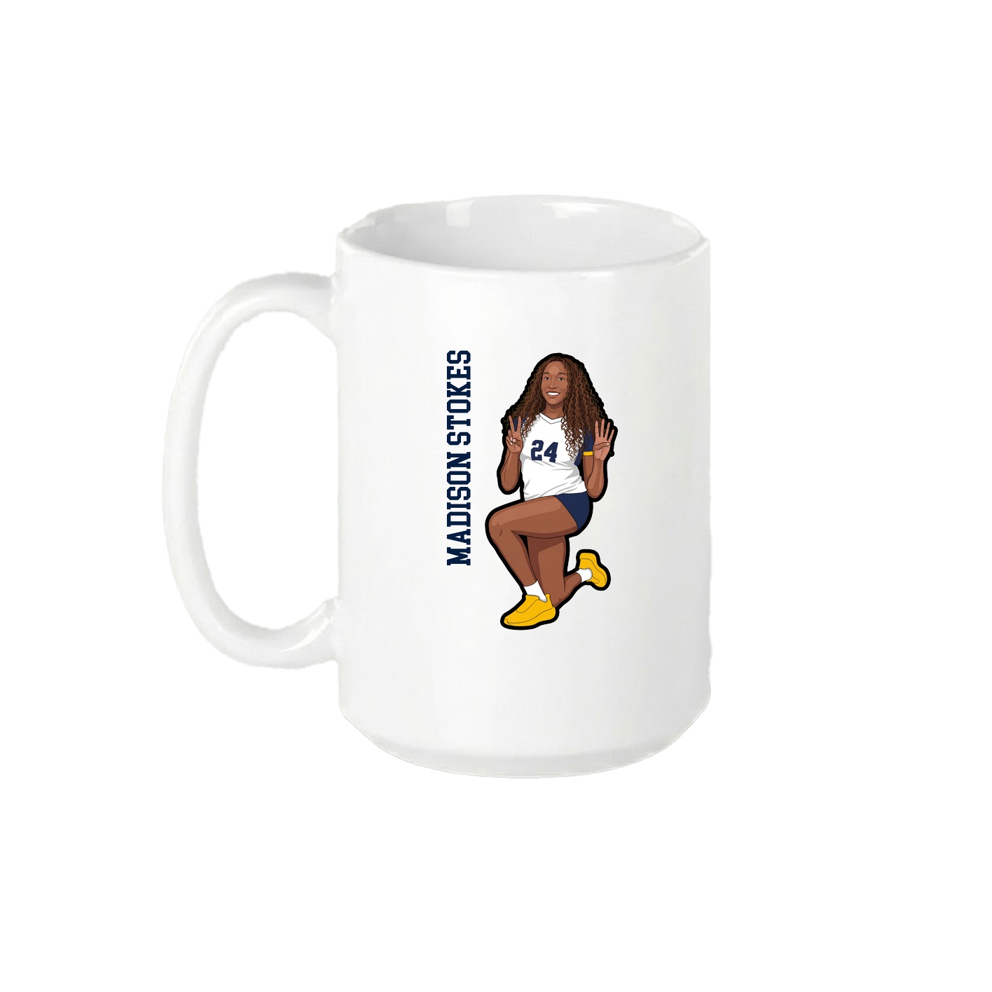 15oz Coffee Mug — Name Vertical in White