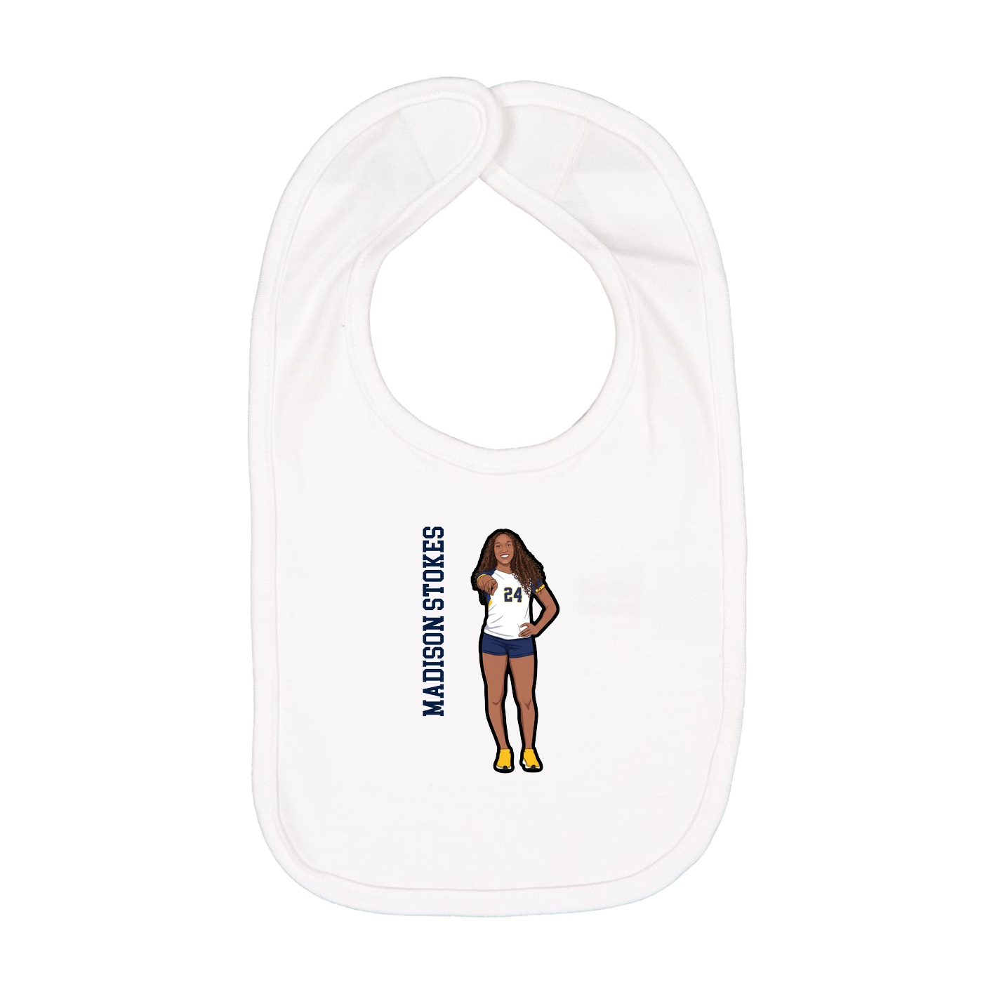 Infant Bib — Name Vertical in White