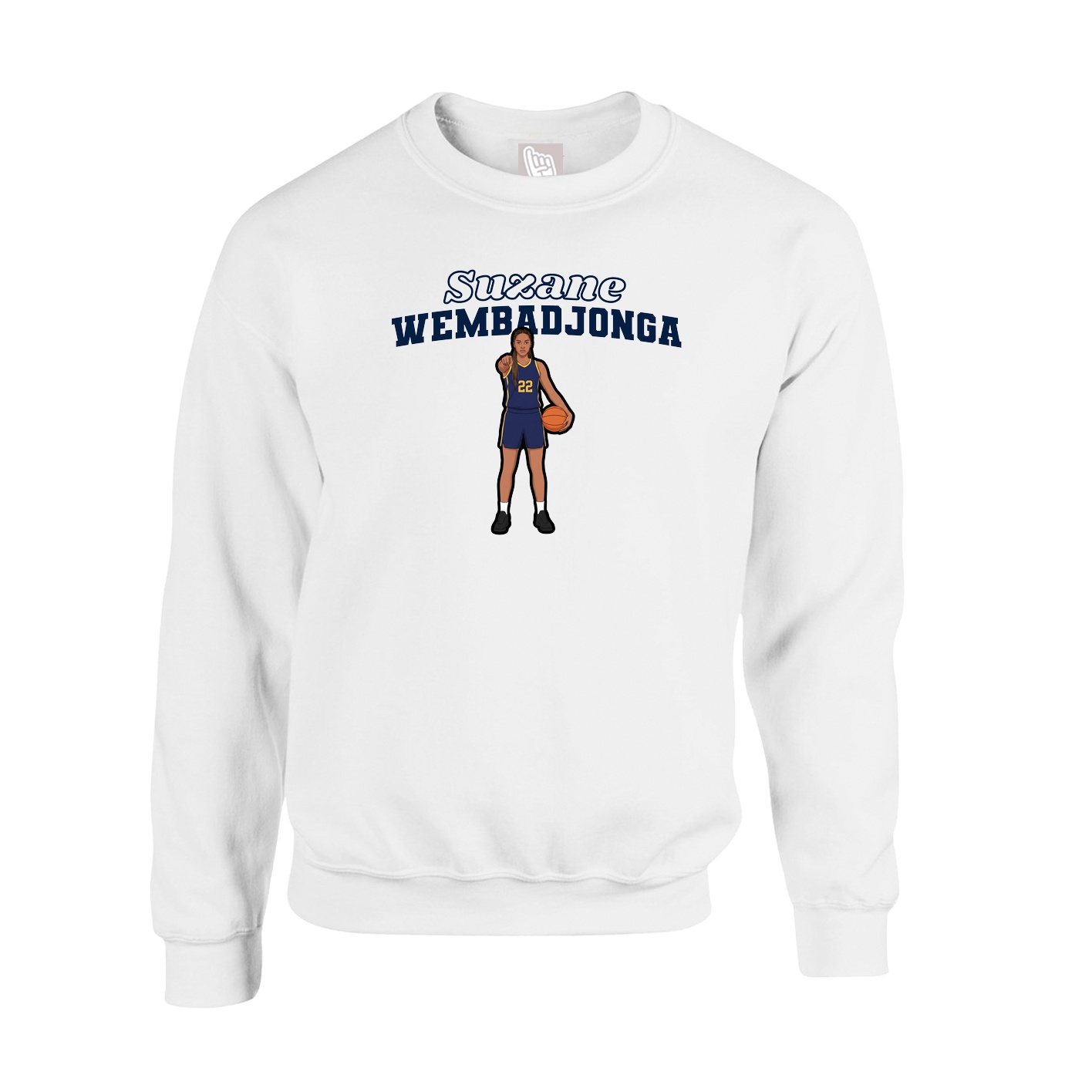 Fleece Crew — Name Arch in White