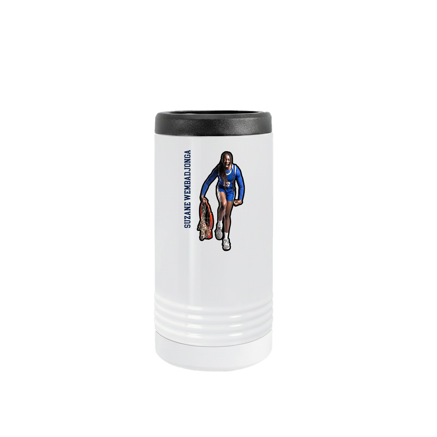 Slim Beverage Holder — Name Vertical in White