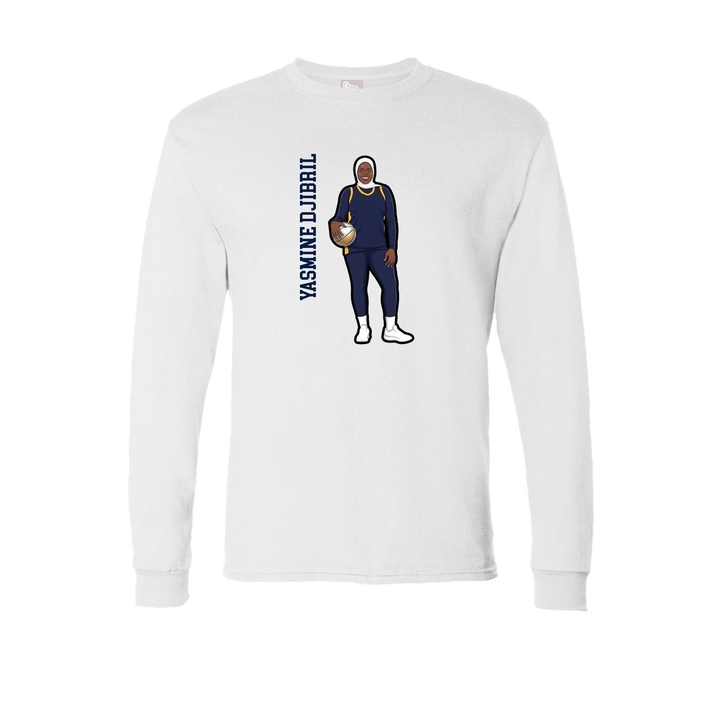 Long Sleeve Tee — Name Vertical in White