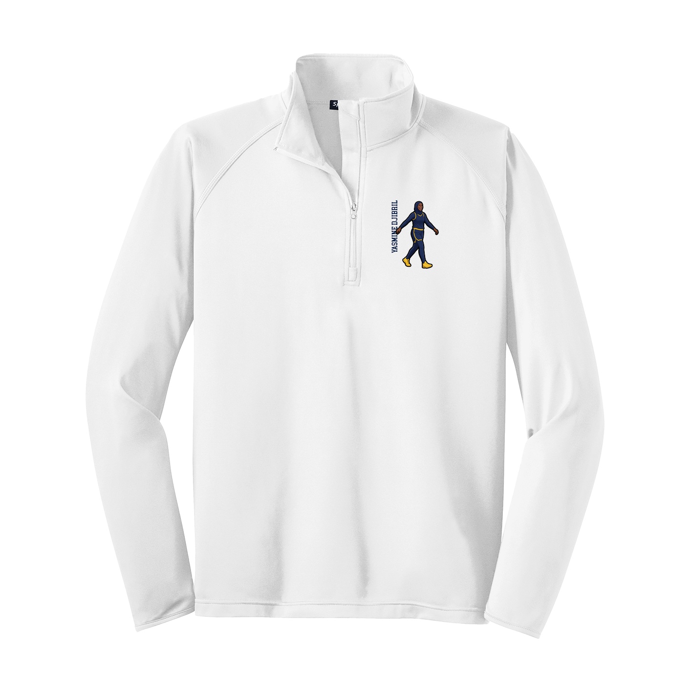 Q-Zip Pullover — Name Vertical in White