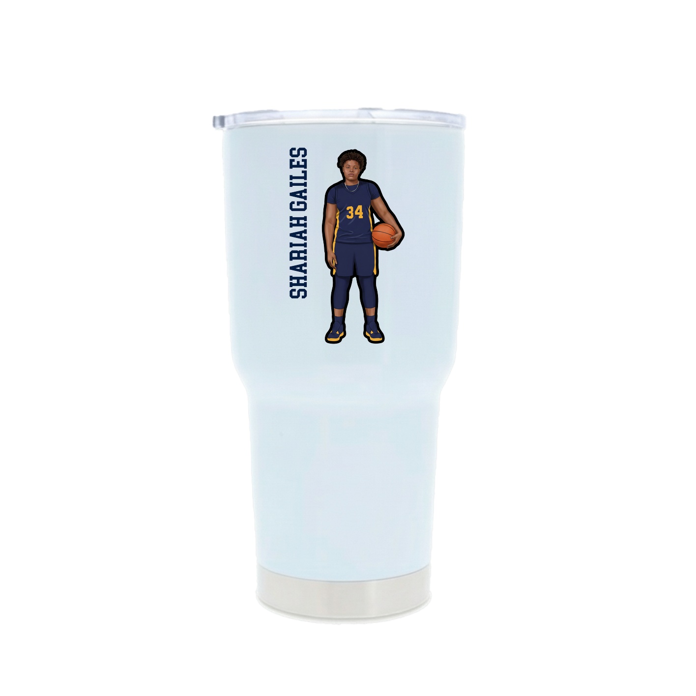 30oz Stainless Steel Tumbler — Name Vertical in White