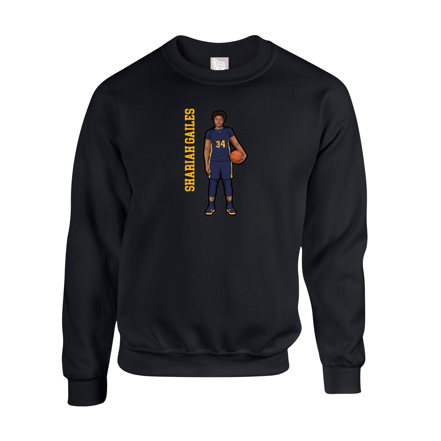 Fleece Crew — Name Vertical in Black