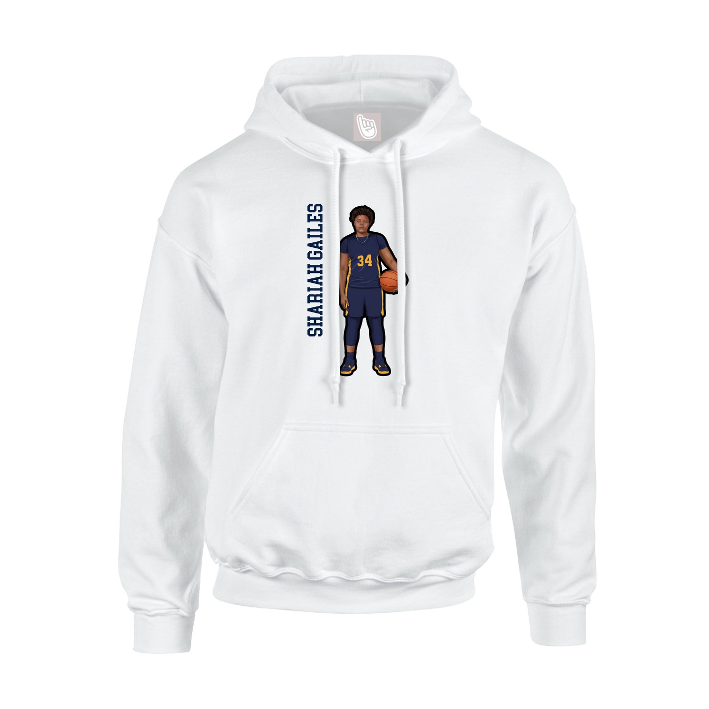 Youth Hoodie — Name Vertical in White