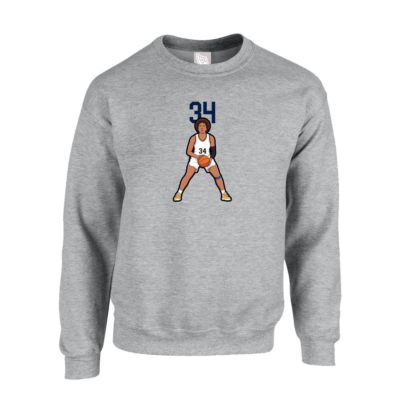 Fleece Crew — Number Top in Grey