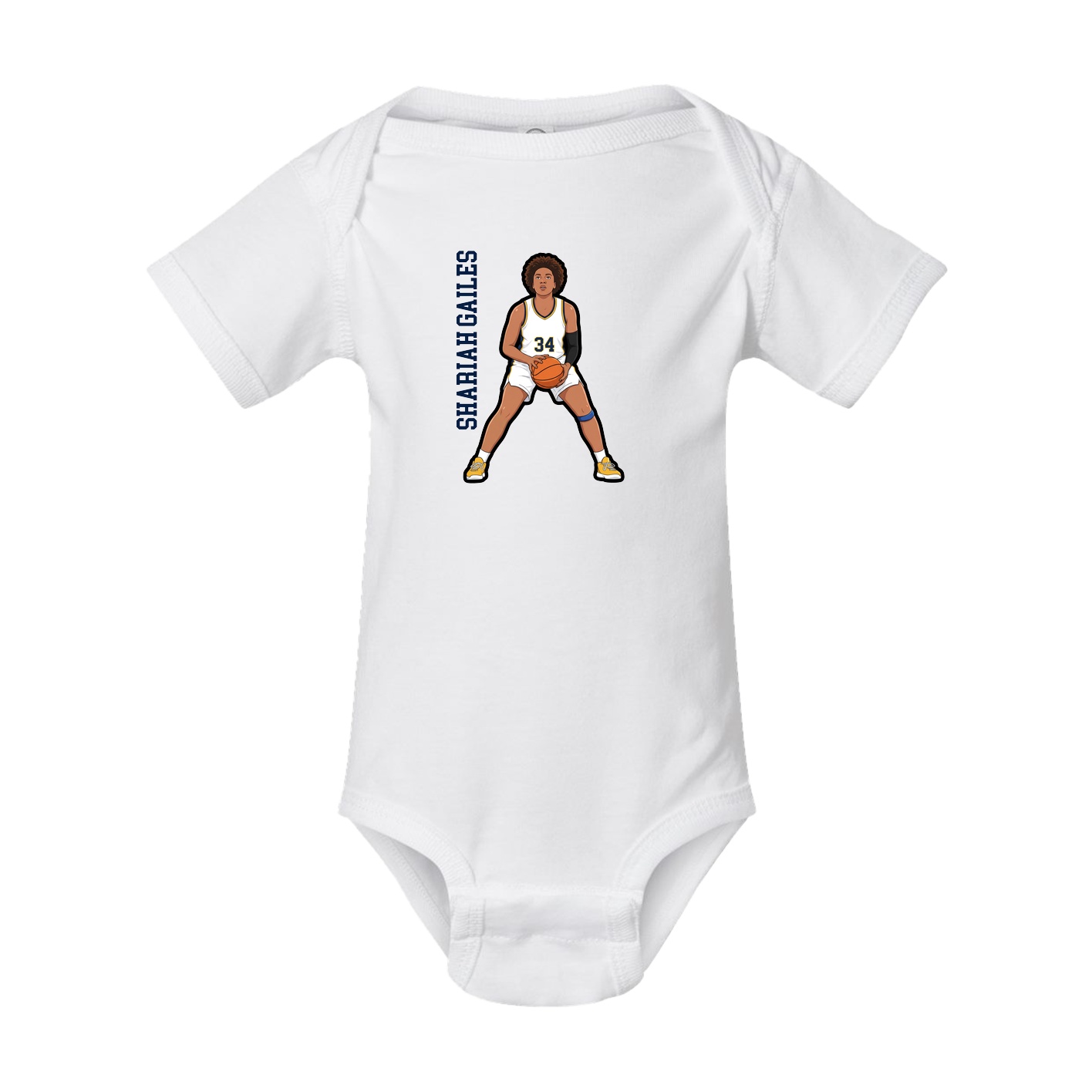 Baby Onesie — Name Vertical in White