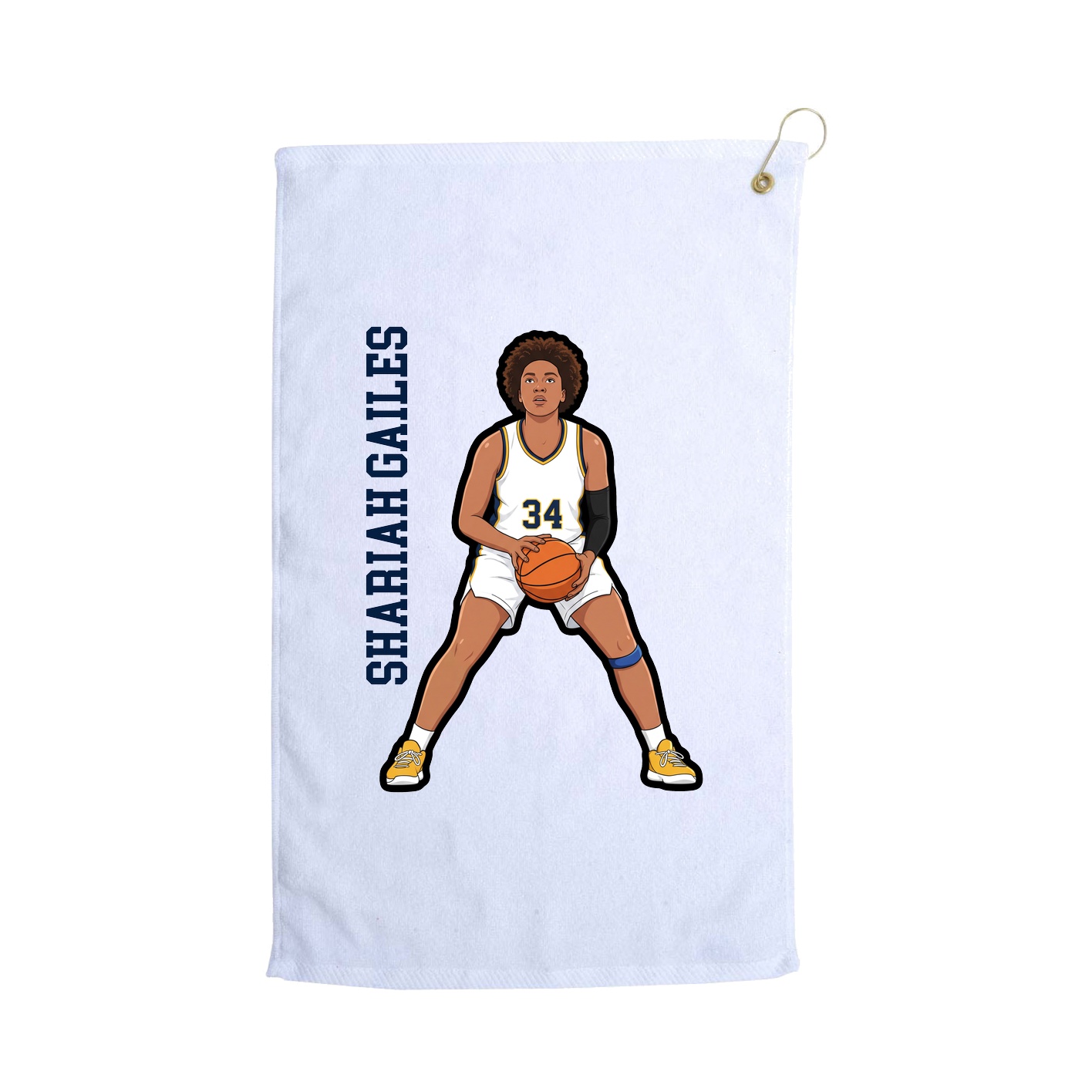 Golf Towel — Name Vertical in White