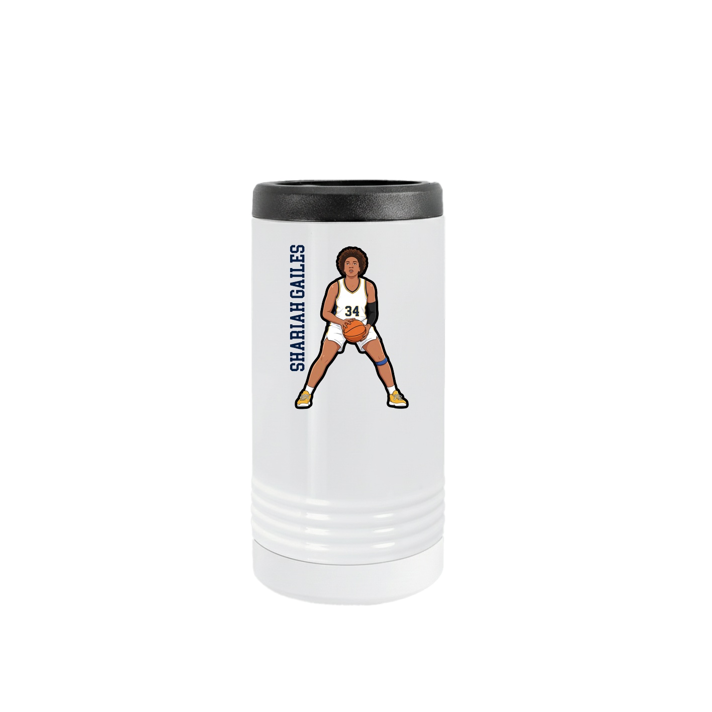 Slim Beverage Holder — Name Vertical in White