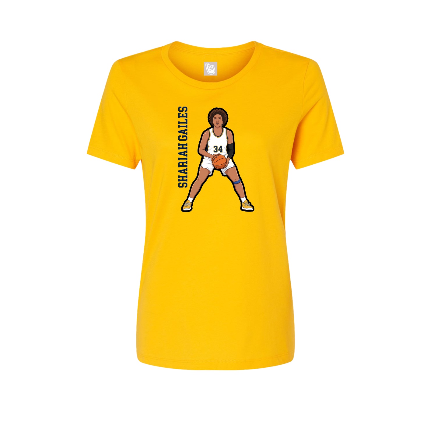 Womens Tee — Name Vertical in Gold